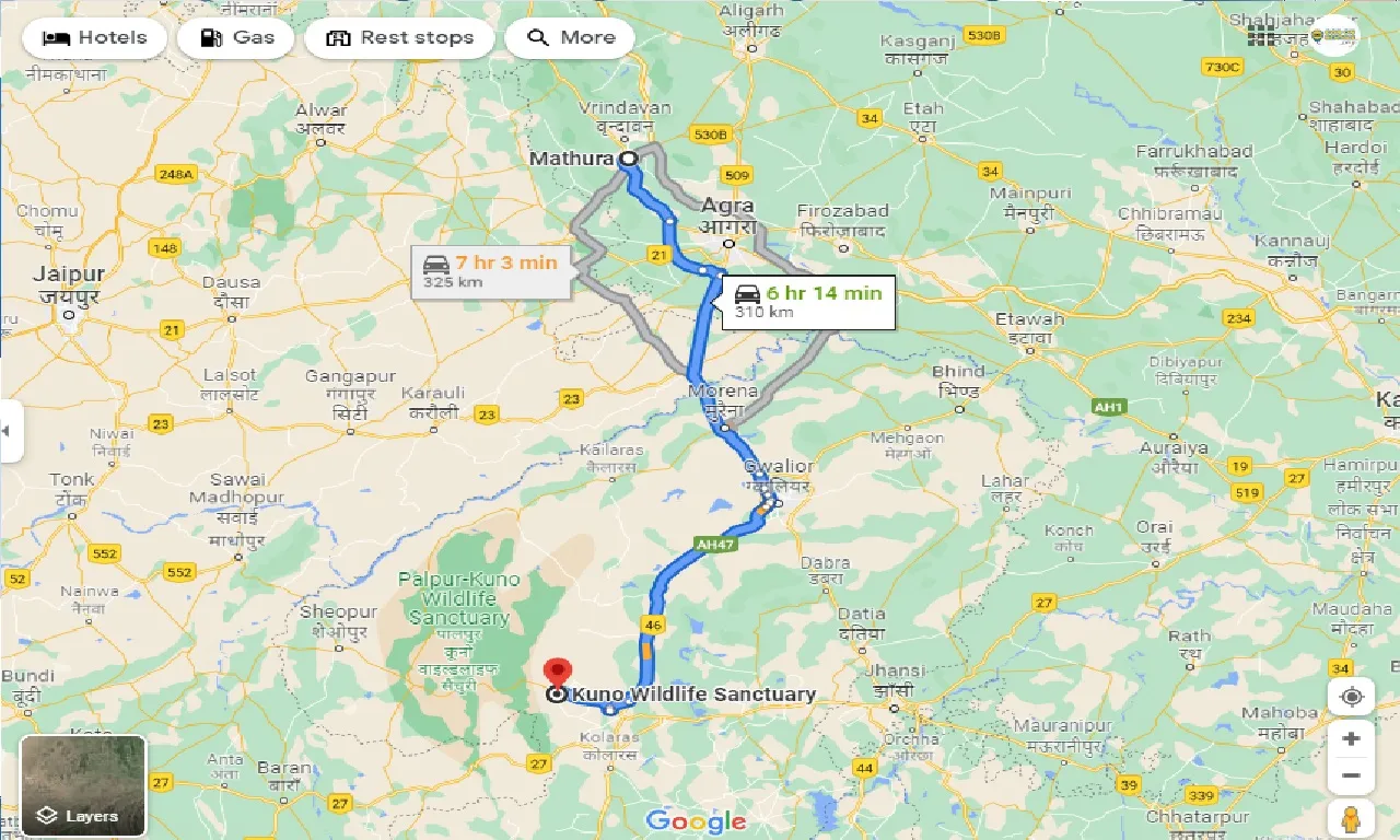 mathura-to-palpur-kuno-wildlife-sanctuary-one-way