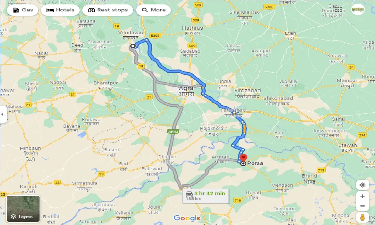 mathura-to-porsa-one-way