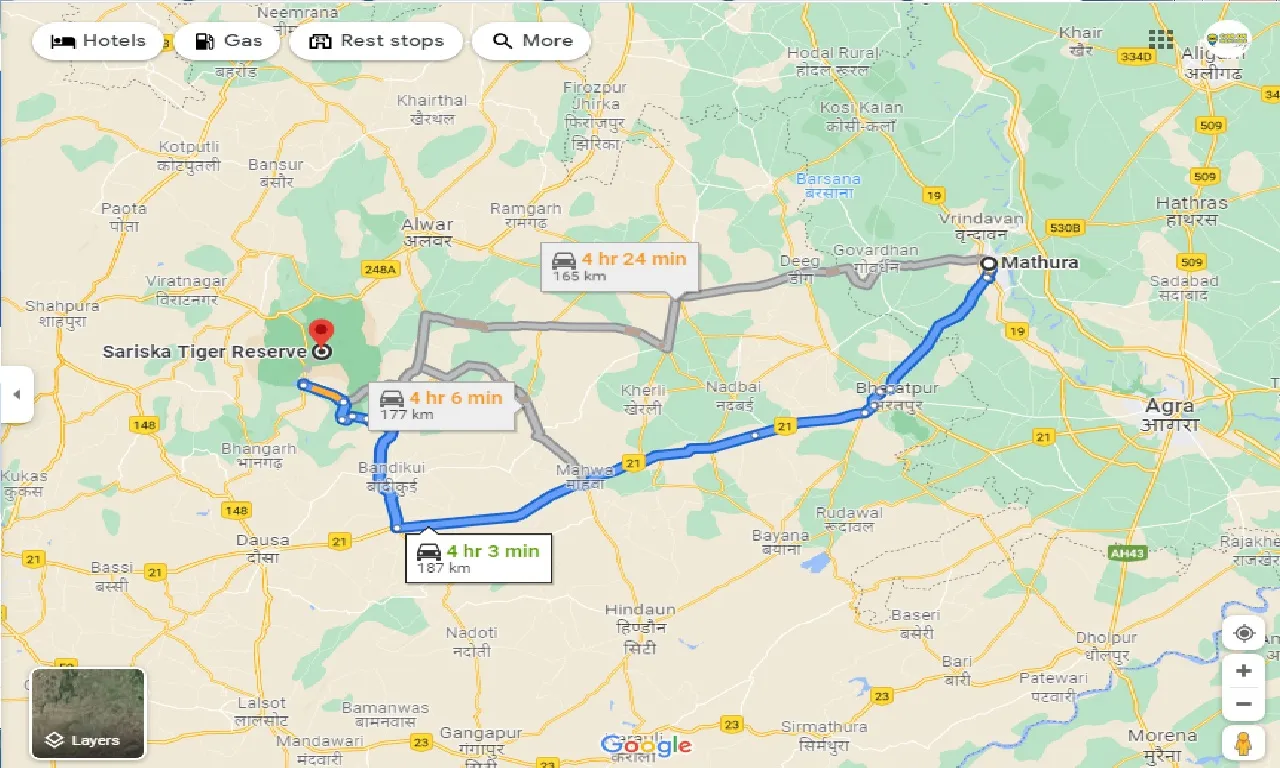 mathura-to-sariska-tiger-reserve-one-way