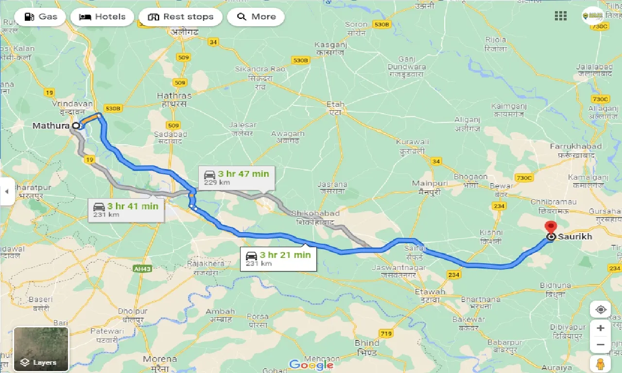 mathura-to-saurikh-one-way