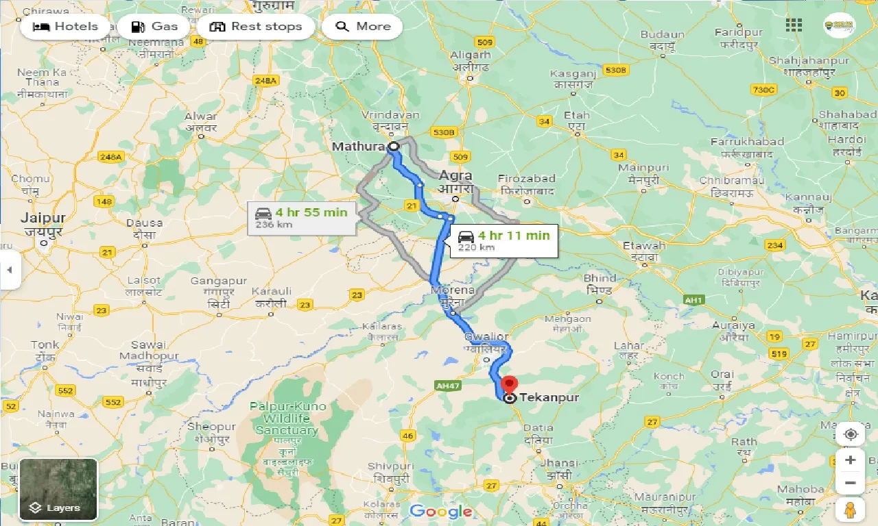 mathura-to-tekanpur-taxi