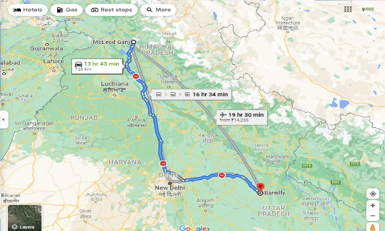 mcleodganj-to-bareilly-taxi