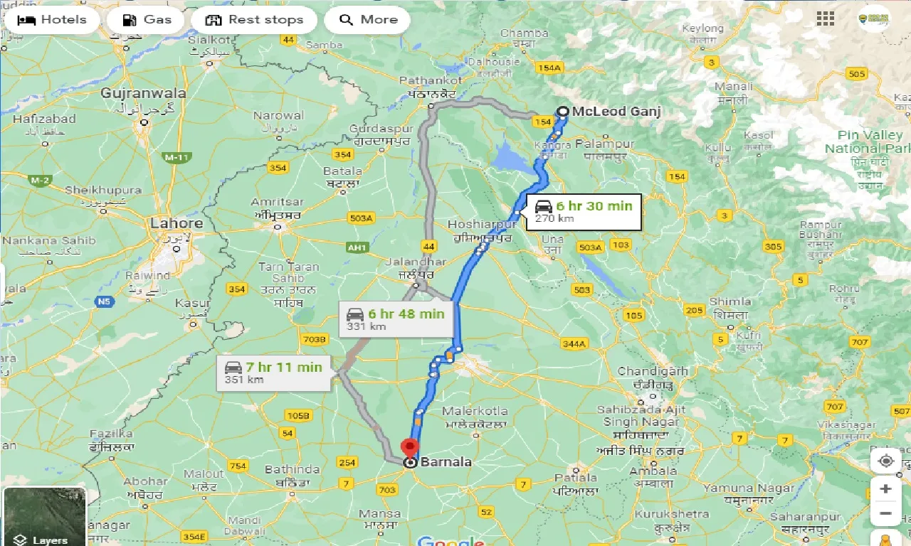 mcleodganj-to-barnala-one-way