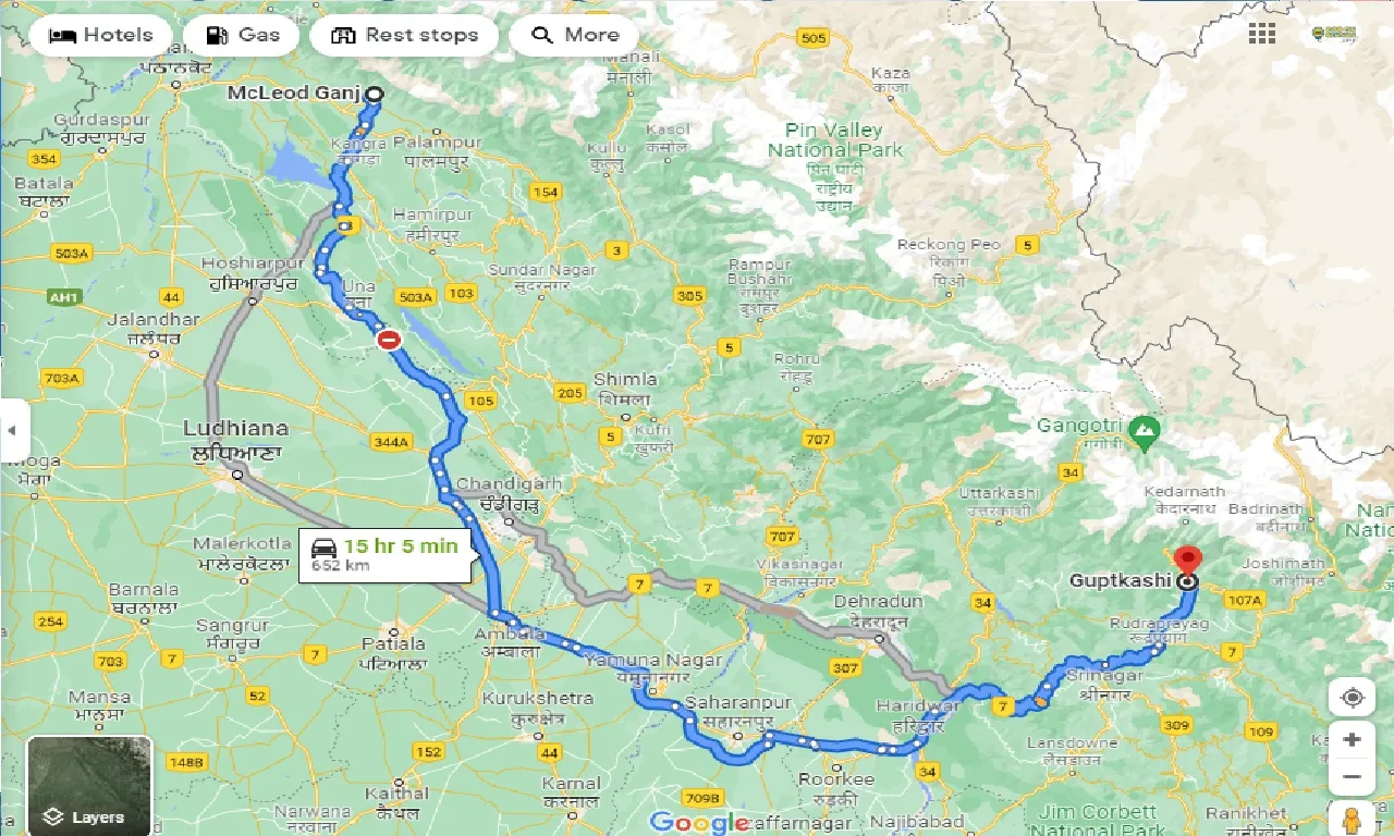 mcleodganj-to-guptkashi-one-way