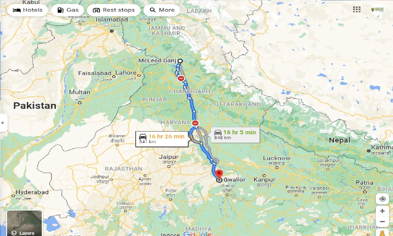 mcleodganj-to-gwalior-one-way