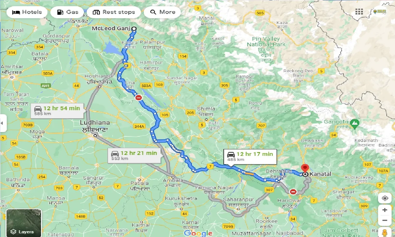 mcleodganj-to-kanatal-one-way