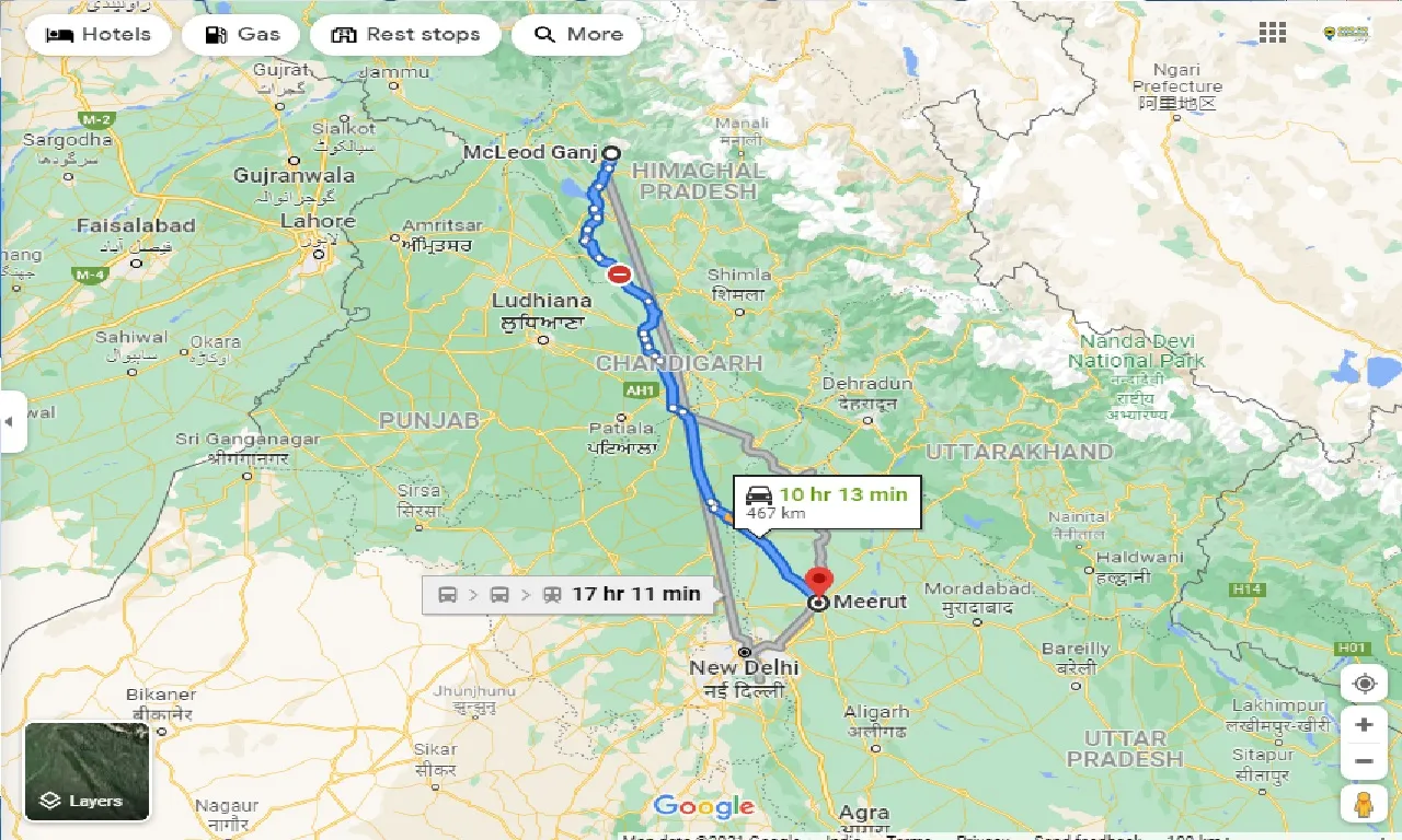 mcleodganj-to-meerut-one-way