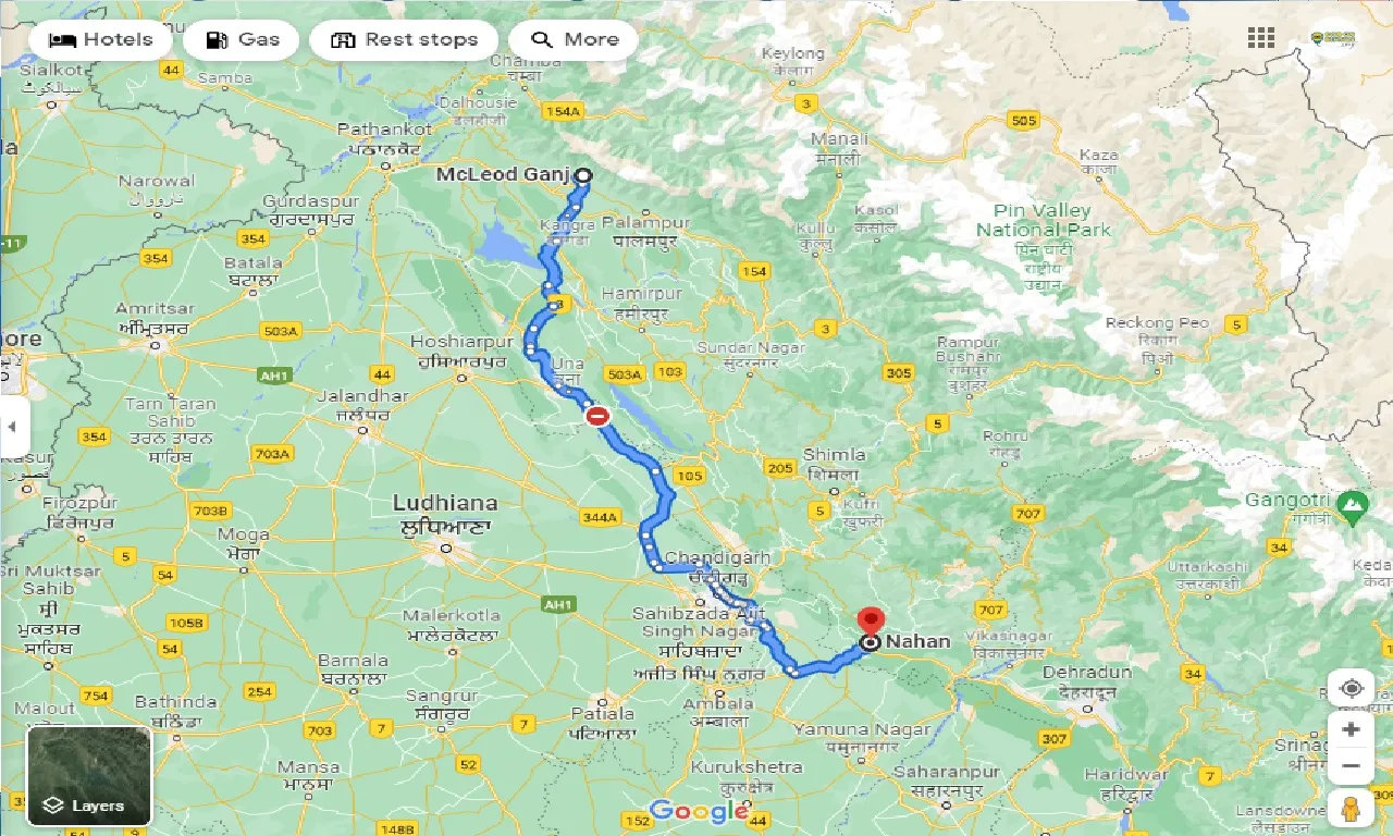 mcleodganj-to-nahan-one-way