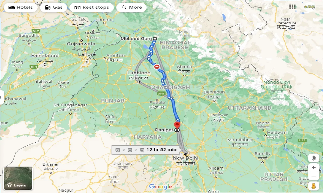 mcleodganj-to-panipat-one-way