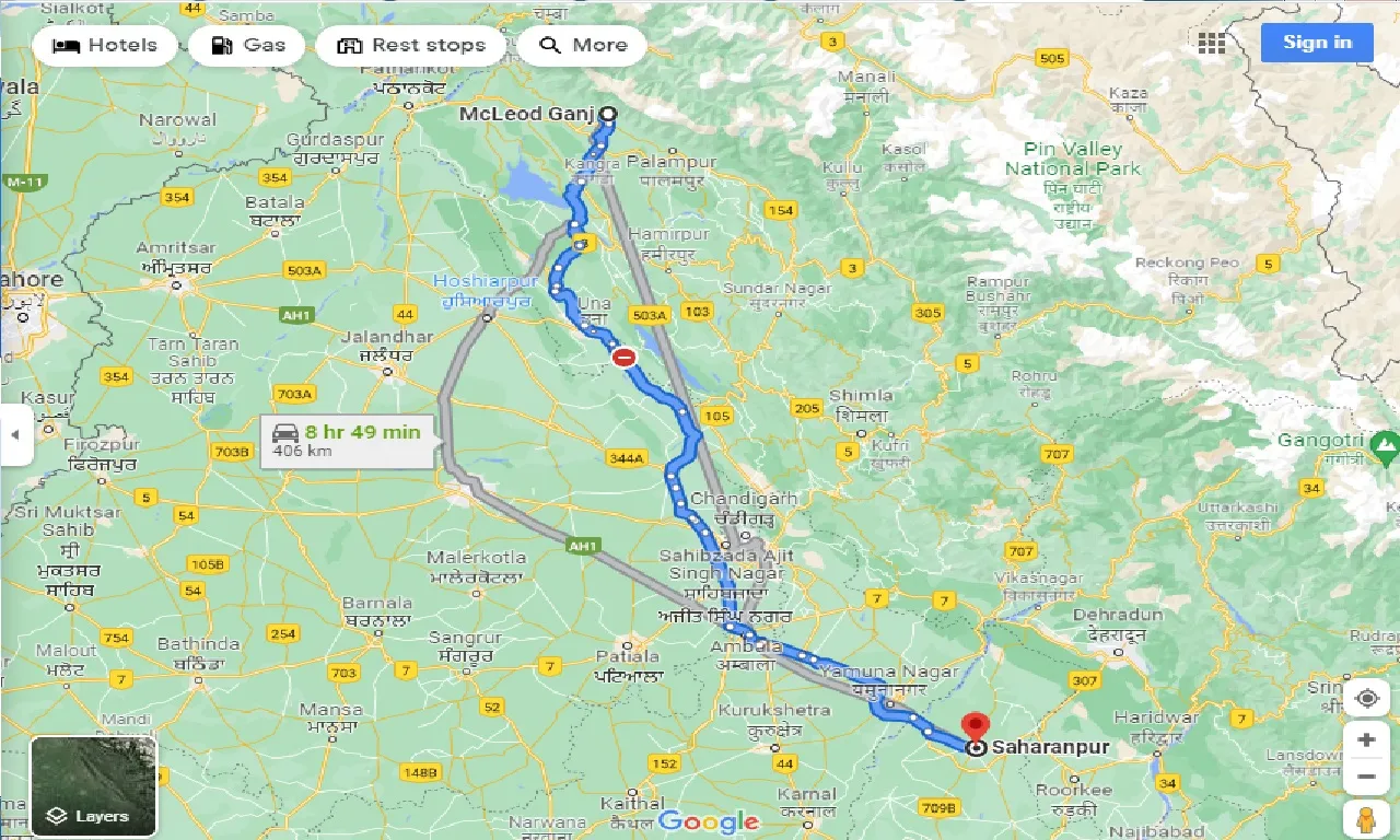 mcleodganj-to-saharanpur-one-way