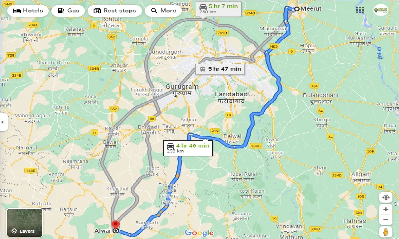meerut-to-alwar-taxi