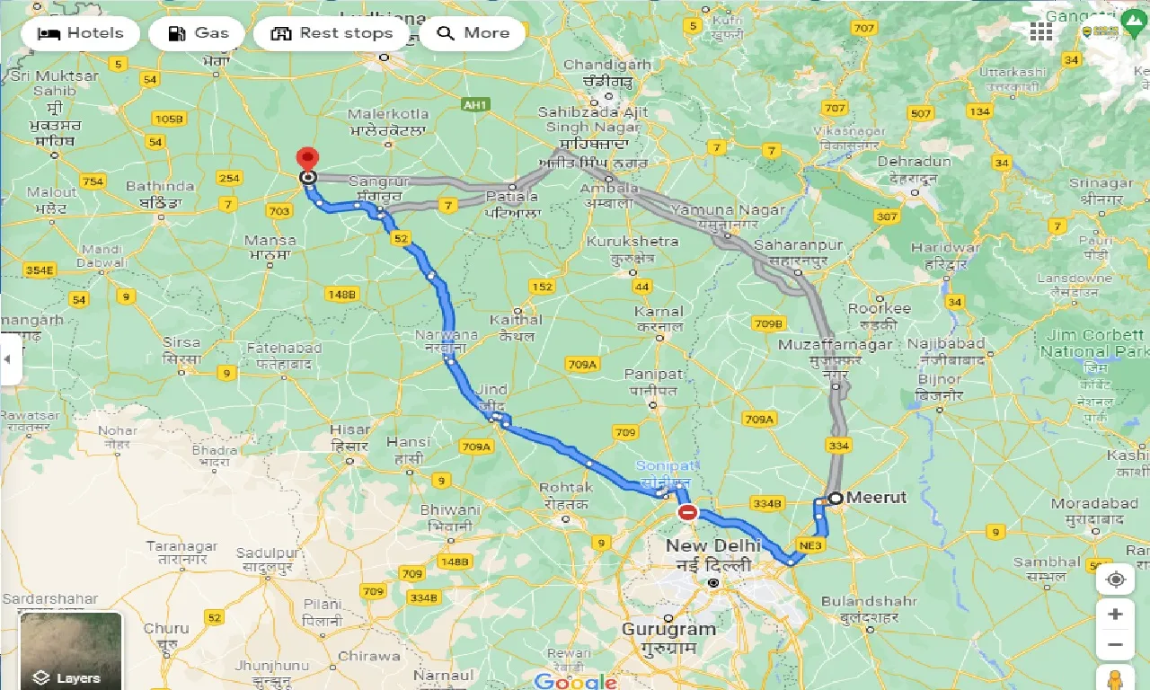 meerut-to-barnala-taxi