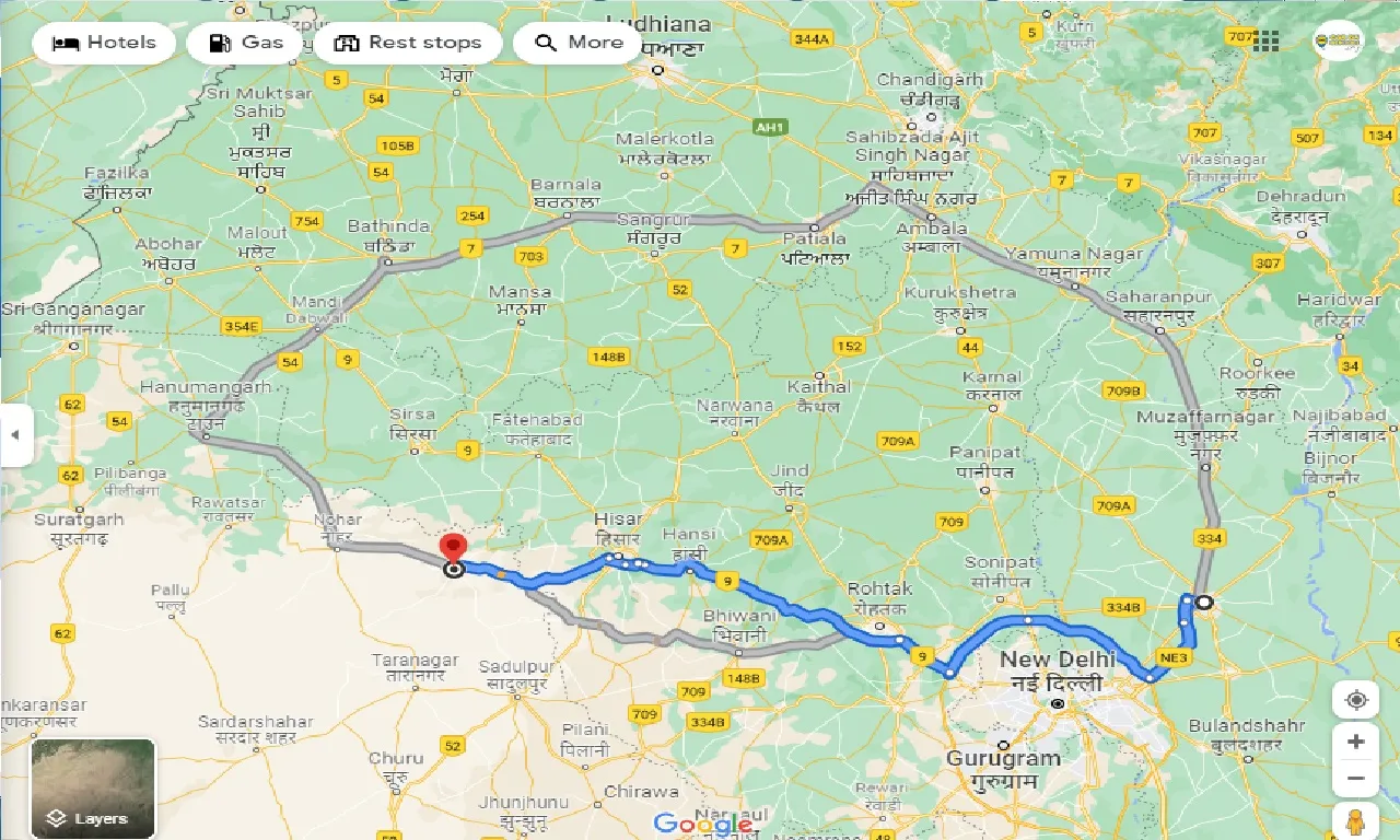 meerut-to-bhadra-one-way