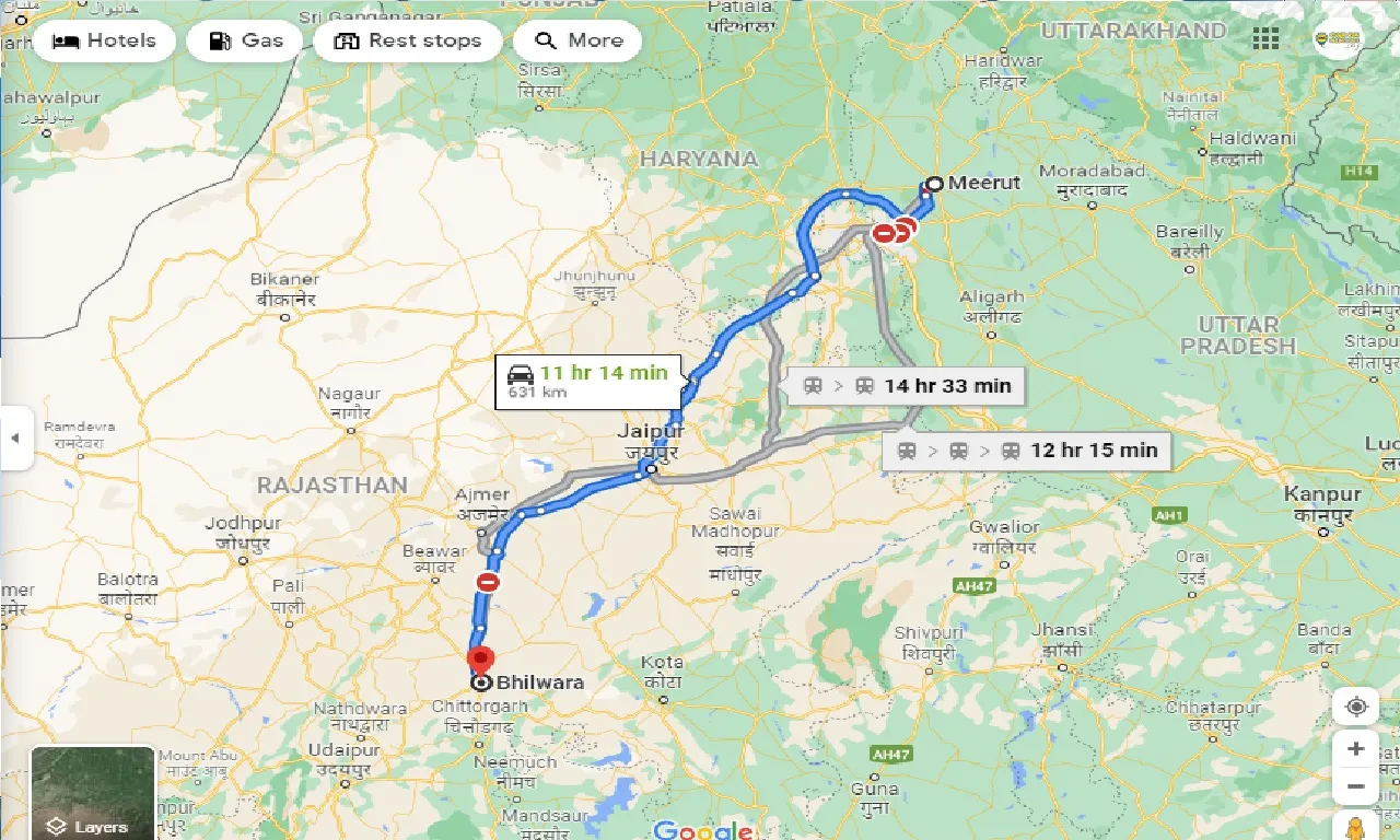 meerut-to-bhilwara-one-way