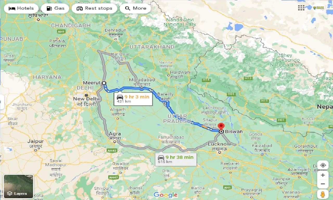 meerut-to-biswan-taxi