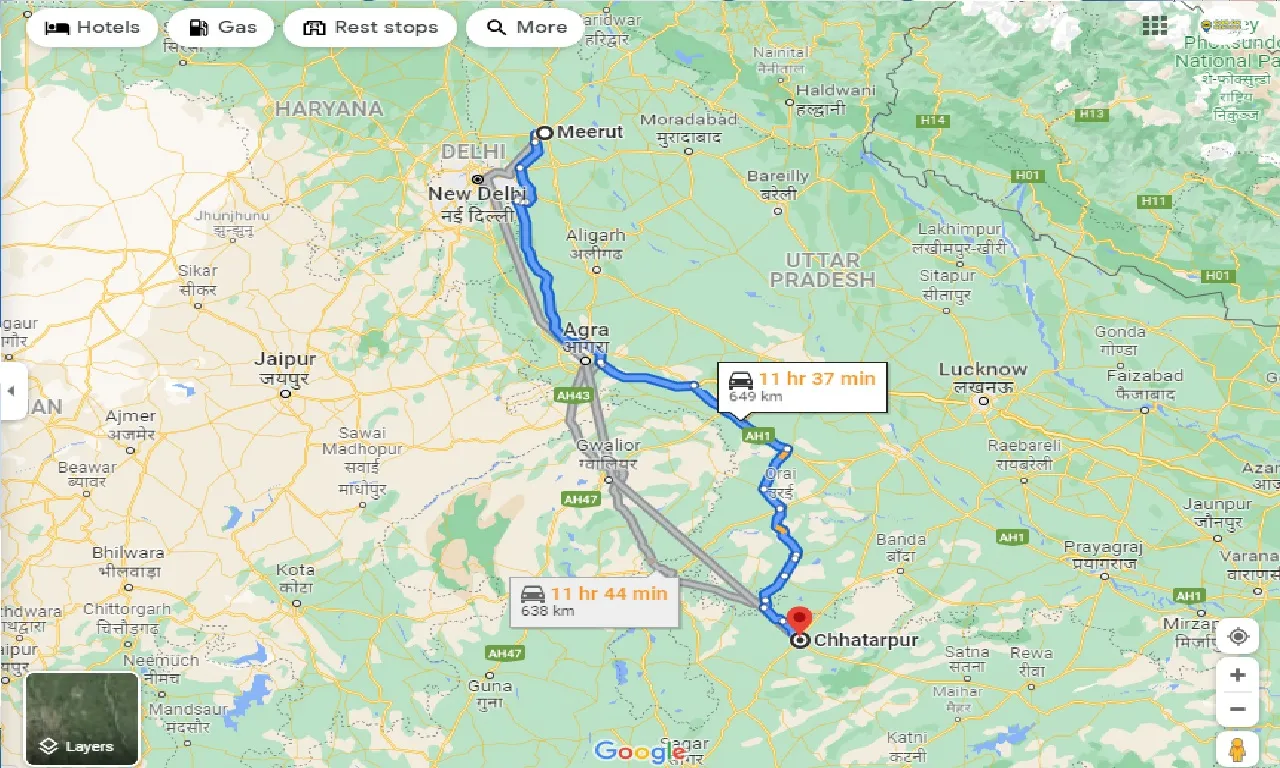 meerut-to-chhatarpur-one-way