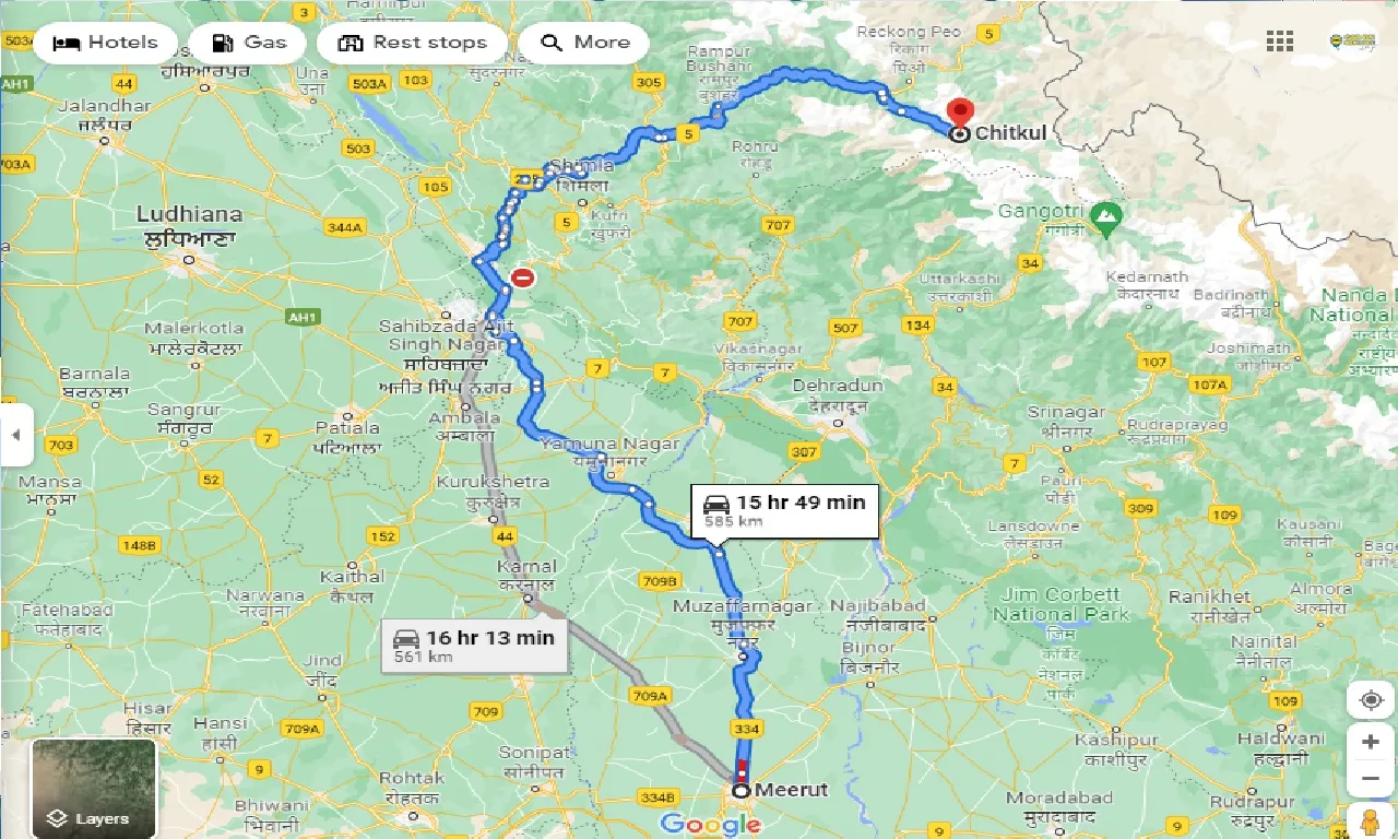 meerut-to-chitkul-one-way