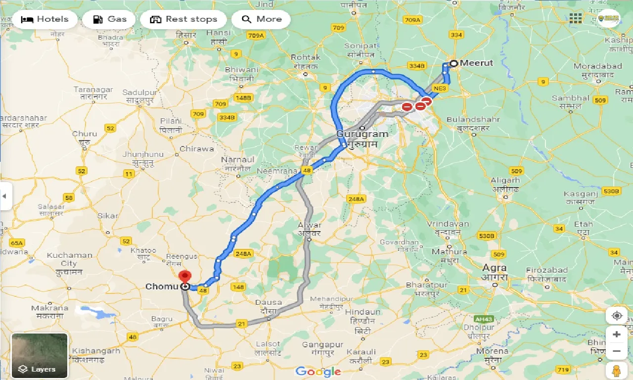 meerut-to-chomu-one-way