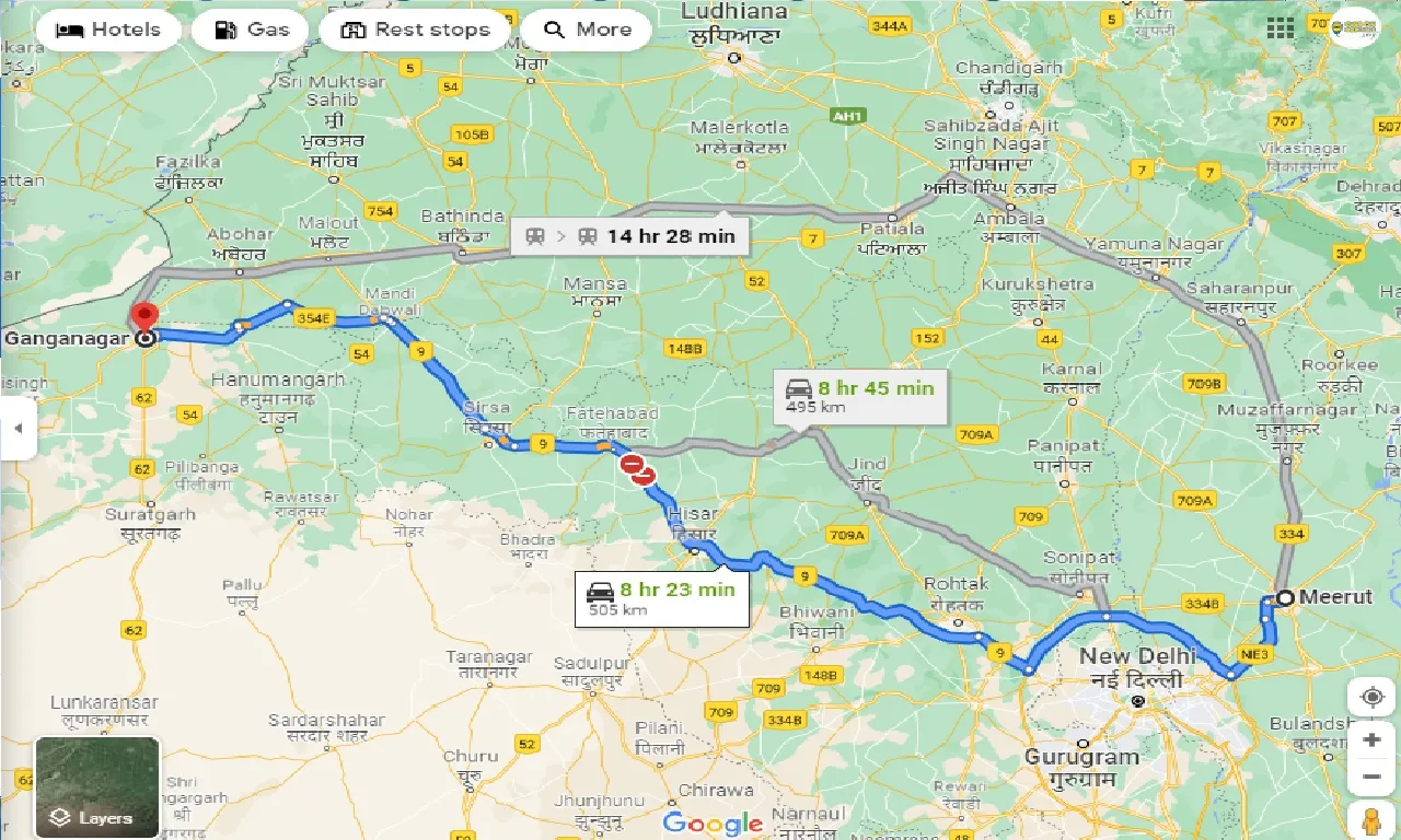 meerut-to-ganganagar-one-way
