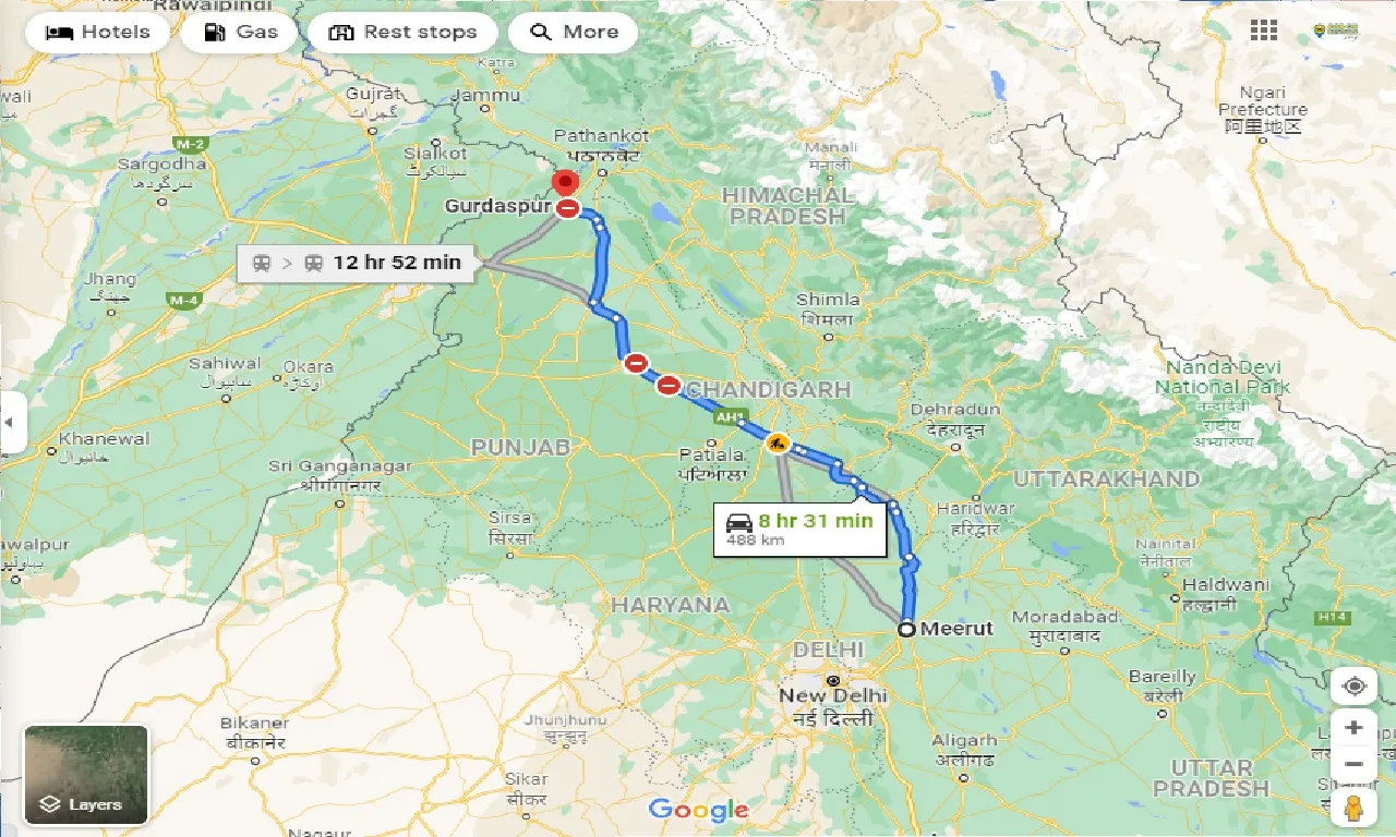meerut-to-gurdaspur-one-way
