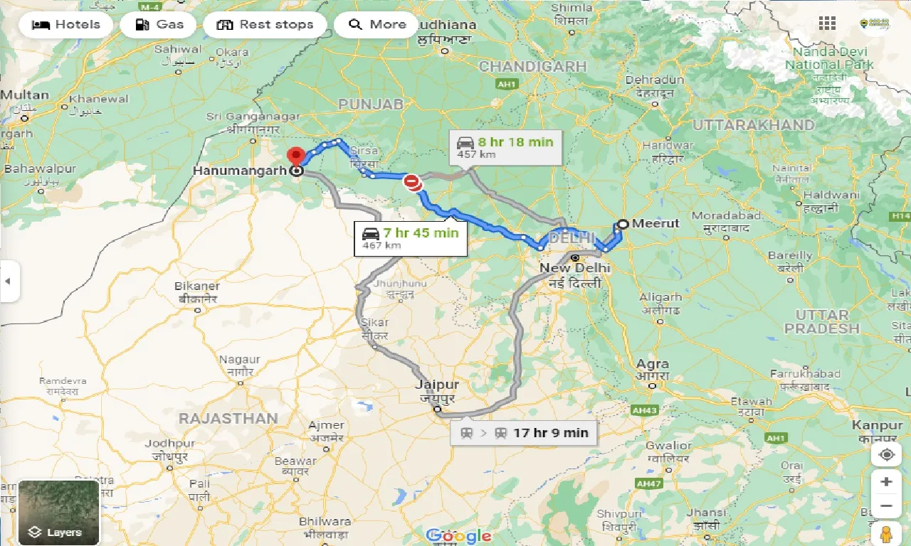 meerut-to-hanumangarh-one-way