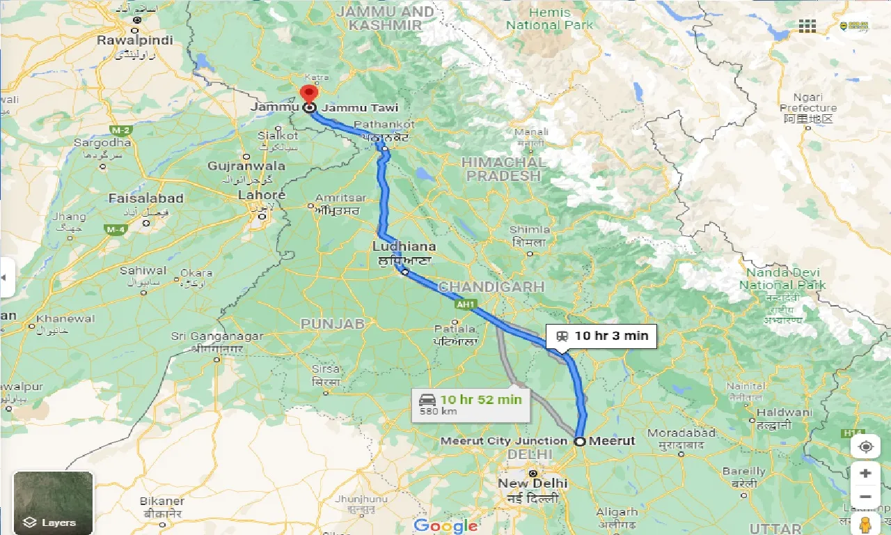 meerut-to-jammu-one-way