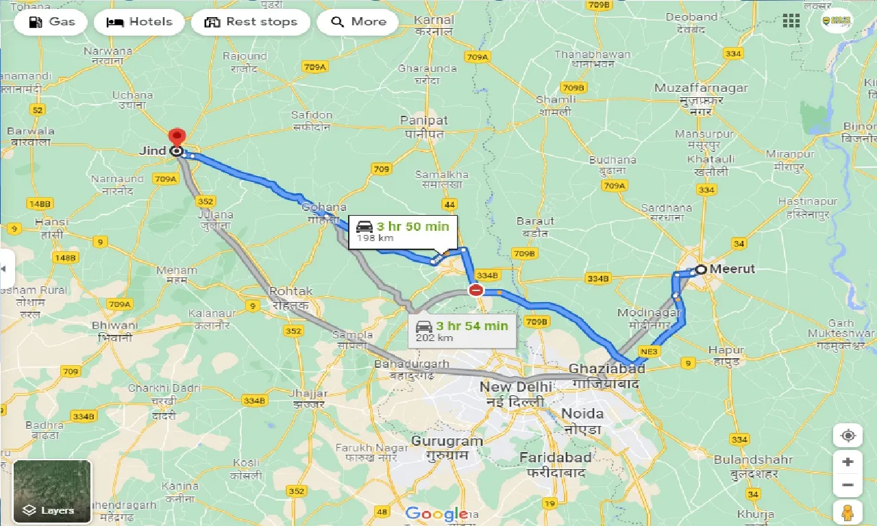 meerut-to-jind-one-way