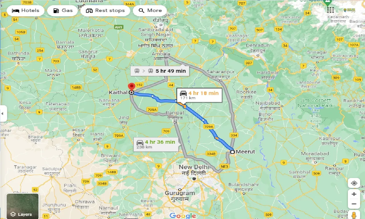 meerut-to-kaithal-one-way