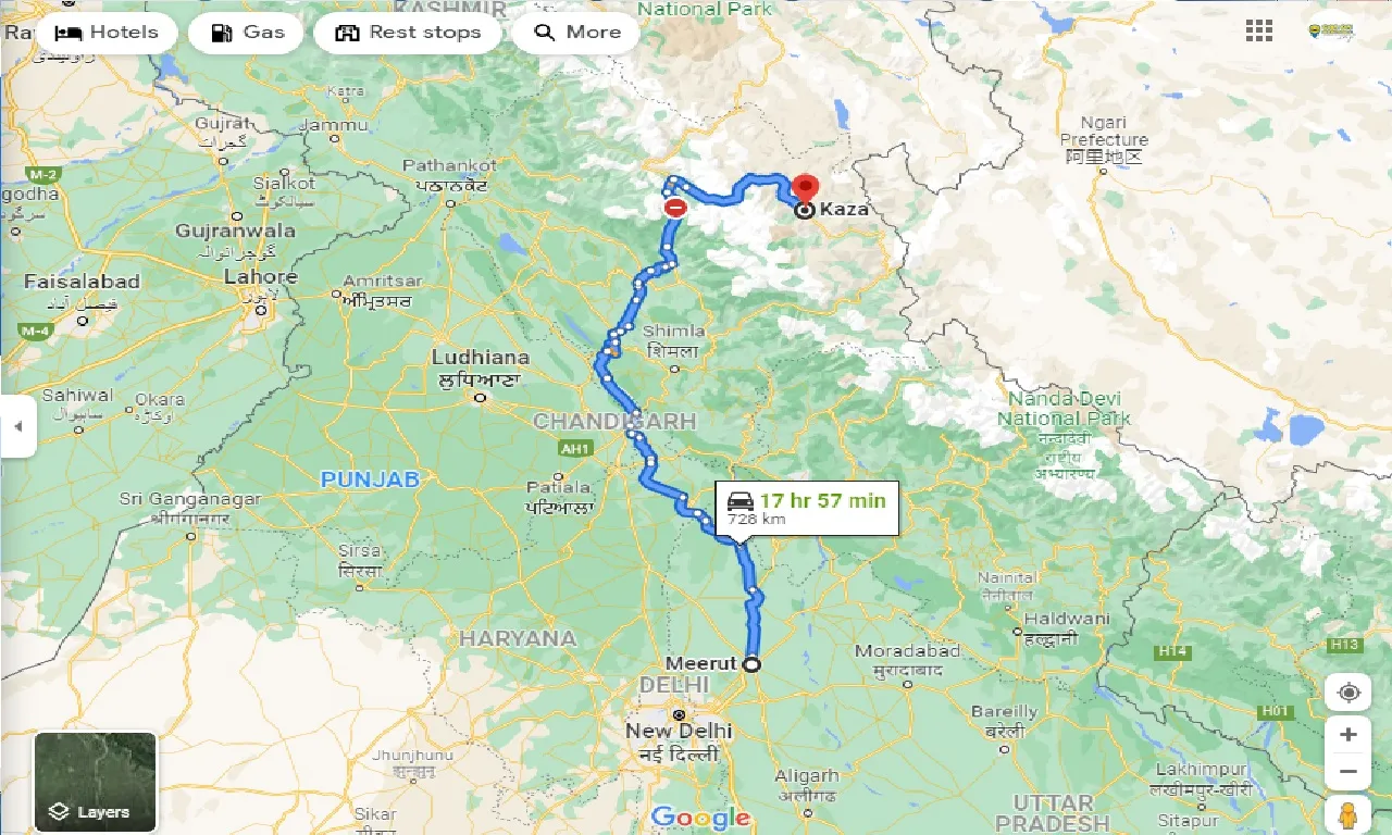 meerut-to-kaza-taxi