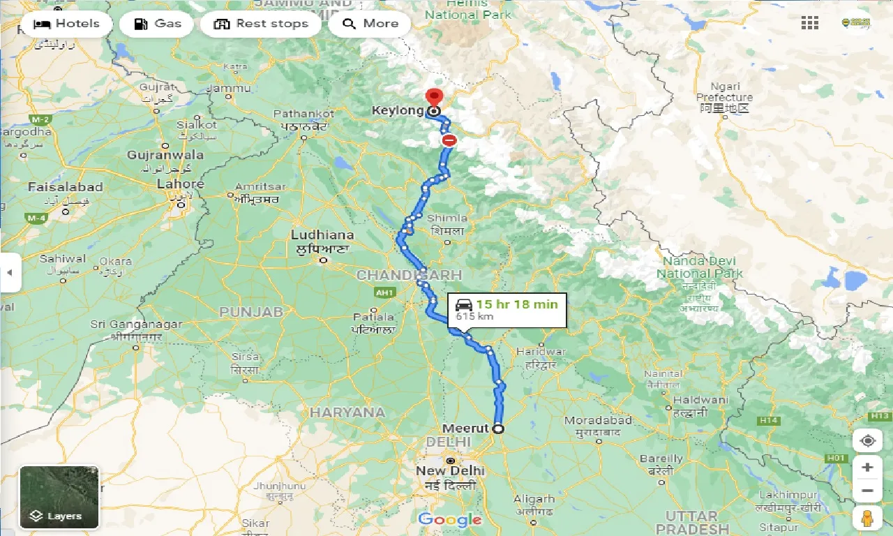 meerut-to-keylong-one-way