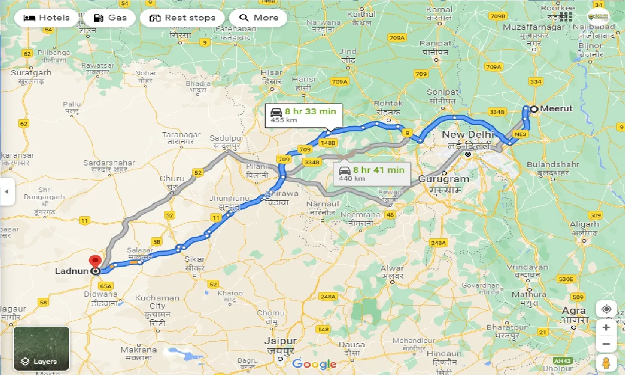 meerut-to-ladnun-one-way