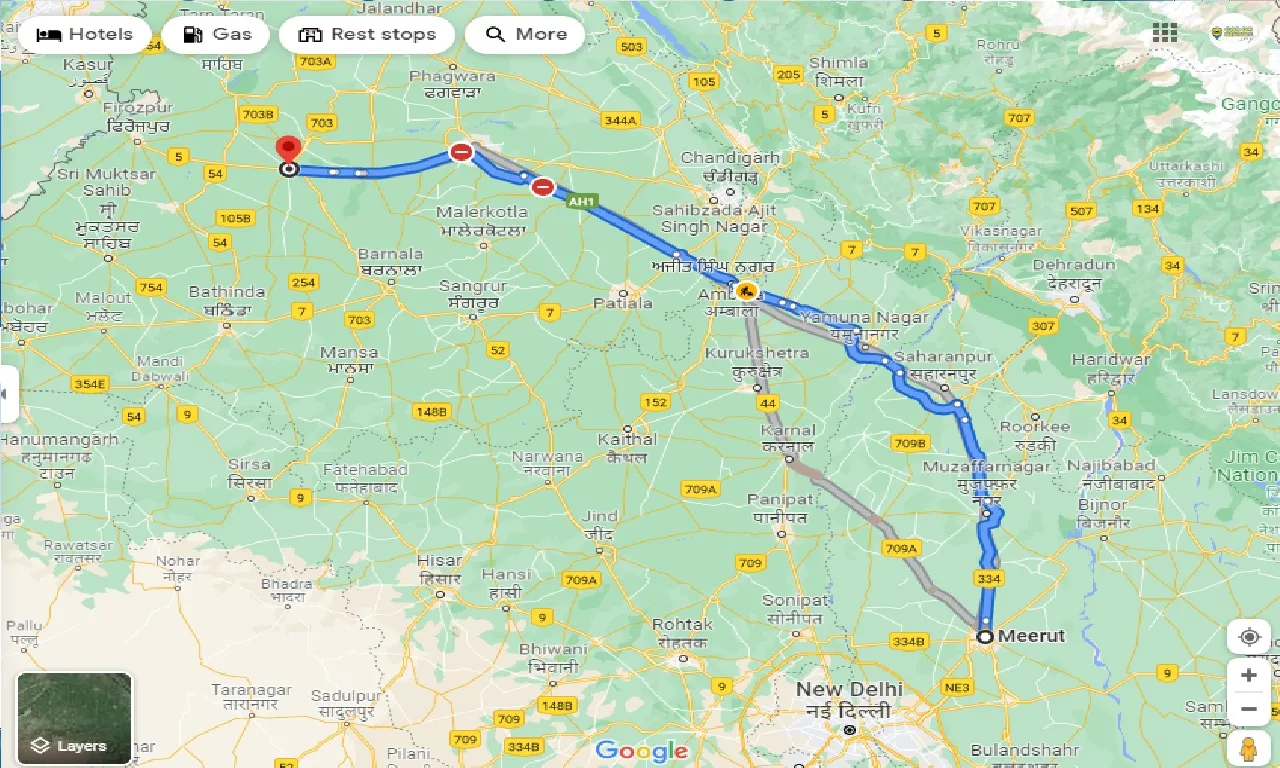 meerut-to-moga-taxi