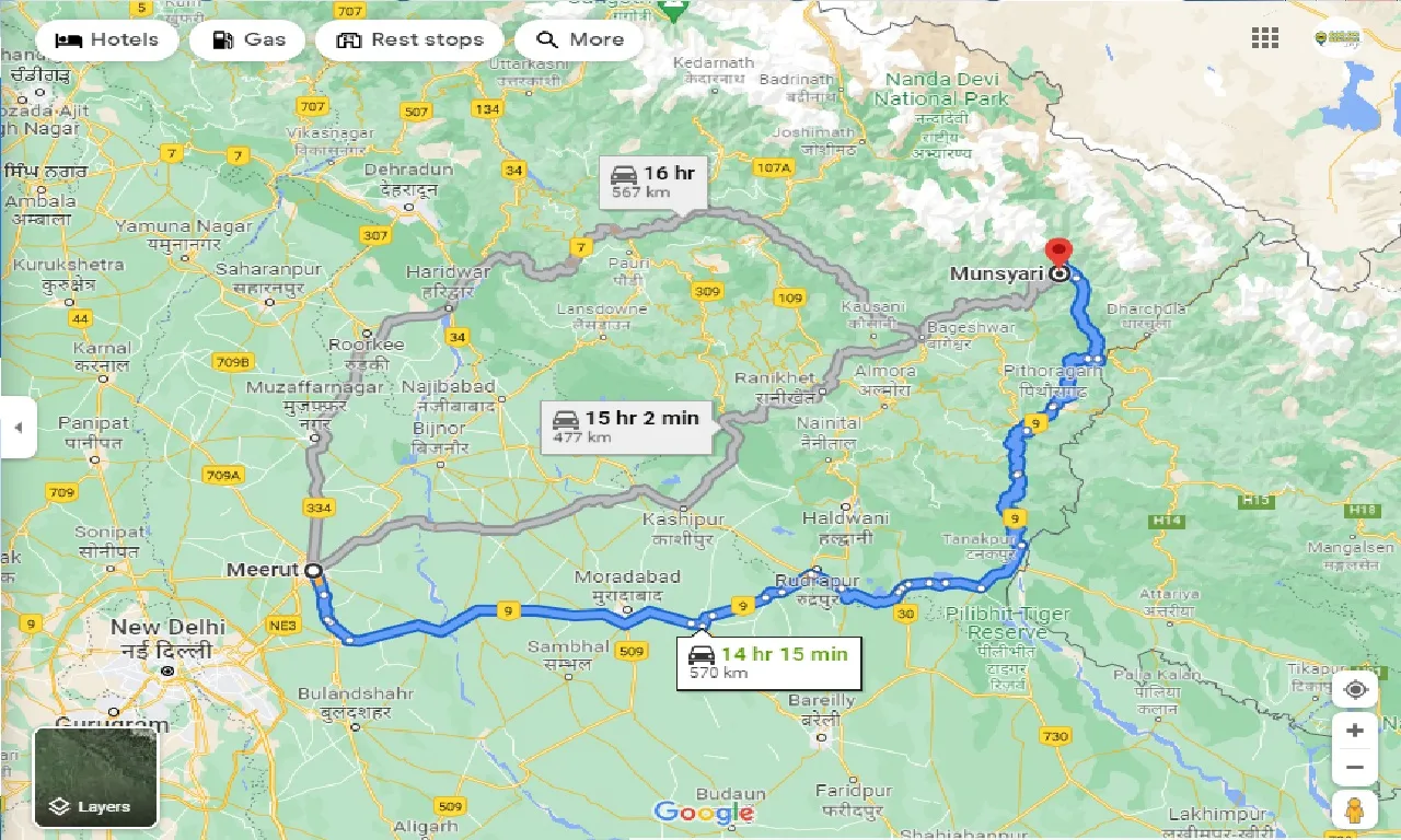 meerut-to-munsyari-taxi