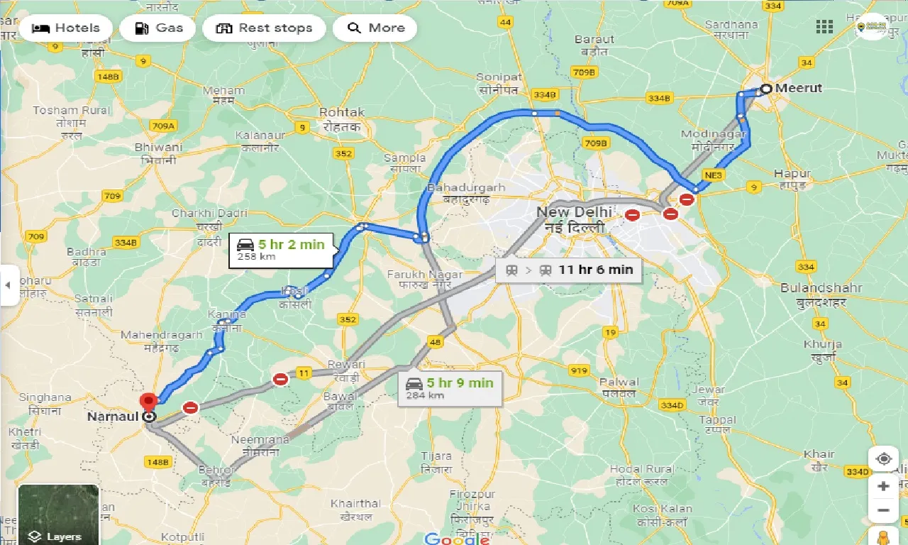 meerut-to-narnaul-one-way