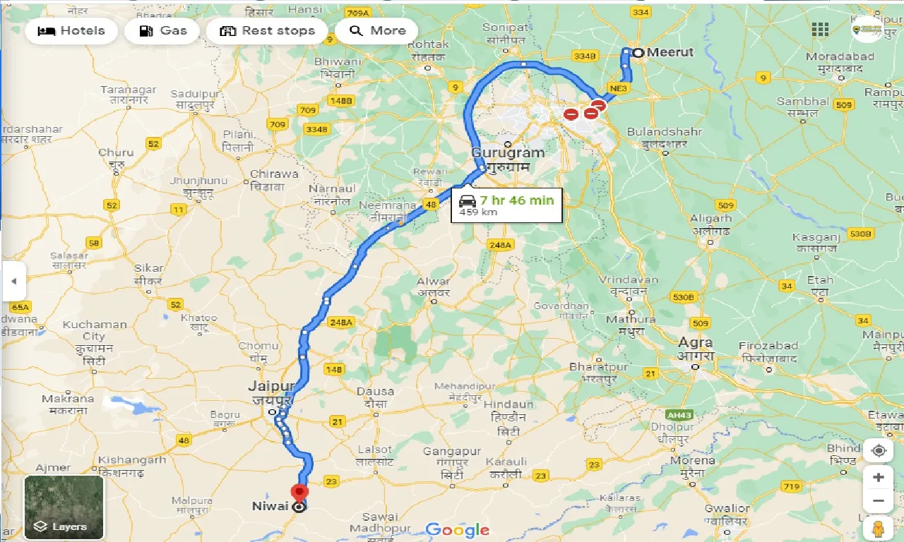 meerut-to-niwai-one-way