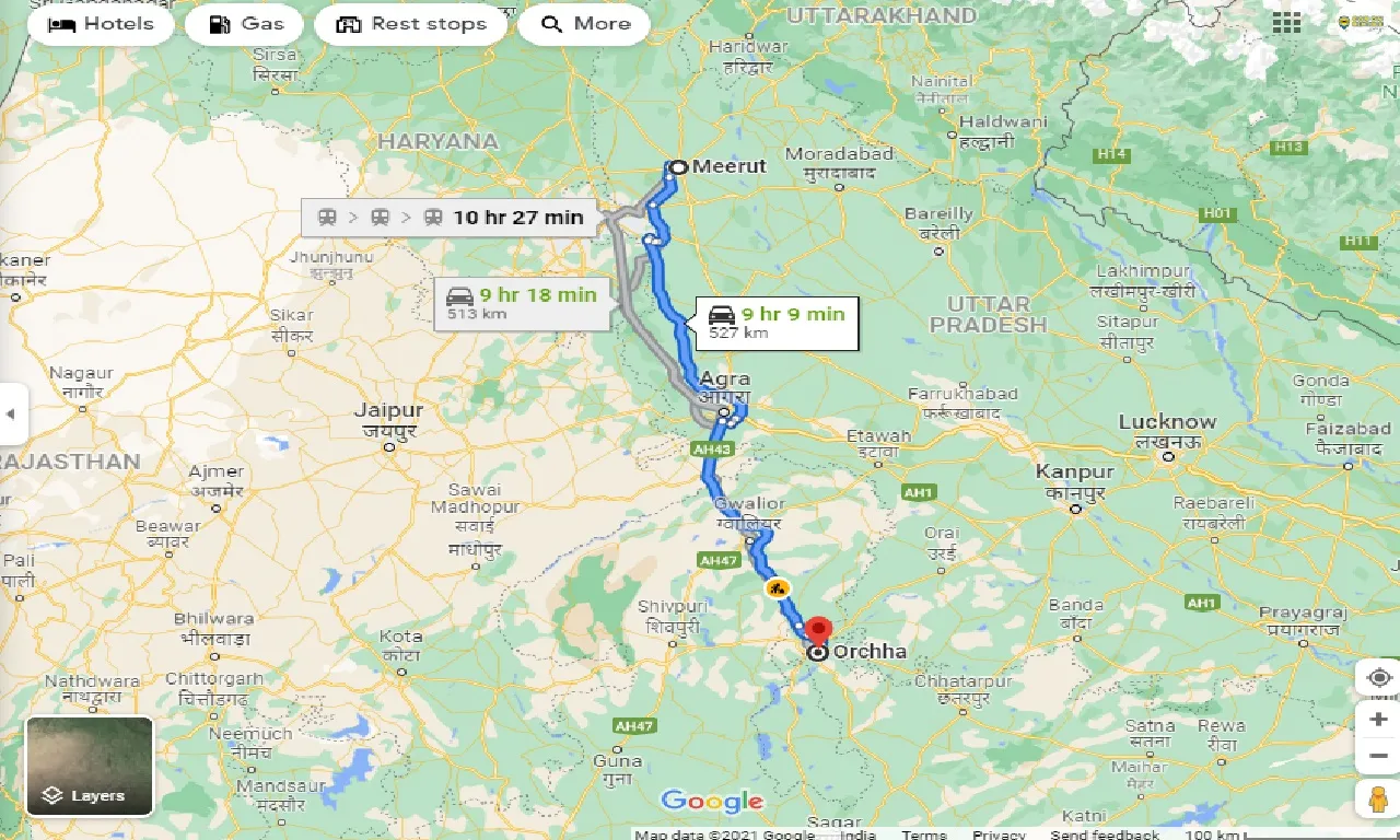 meerut-to-orchha-one-way