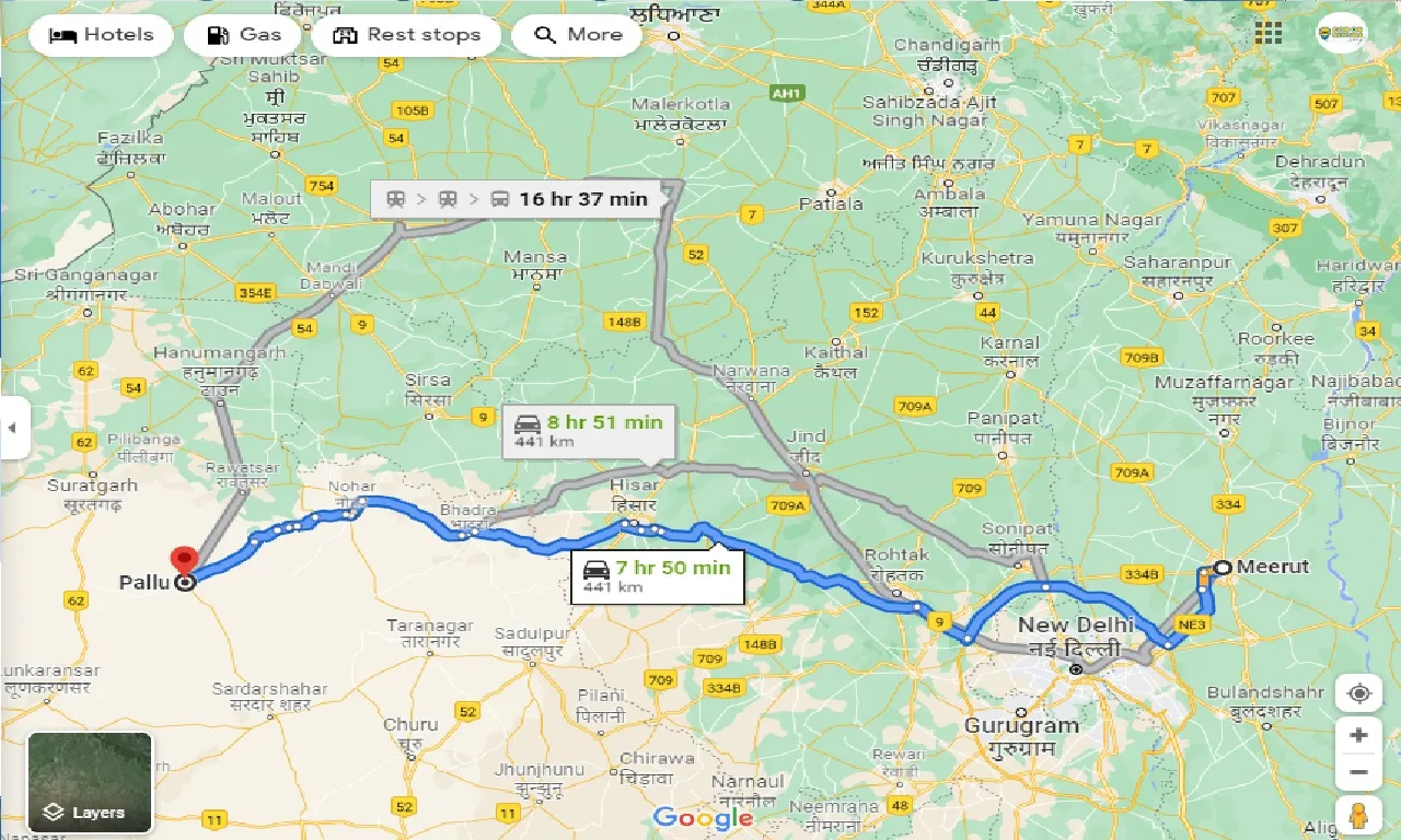 meerut-to-pallu-one-way