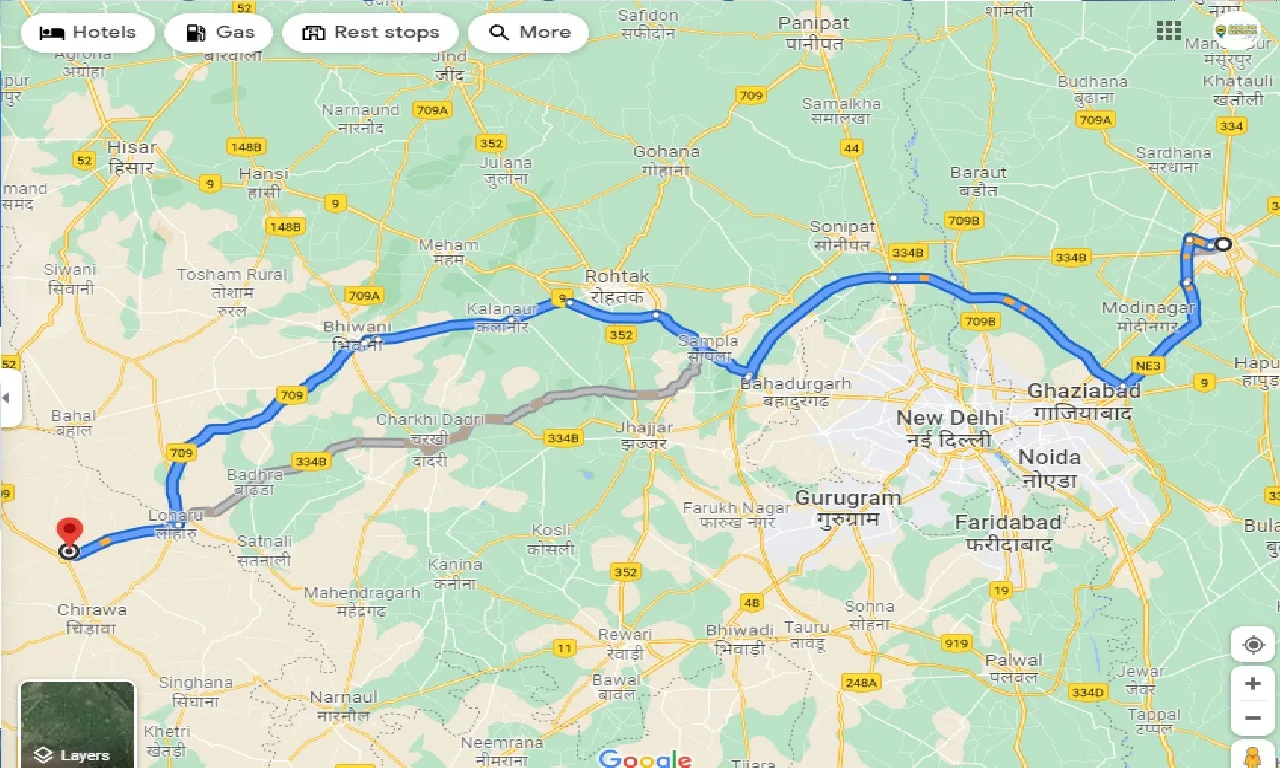 meerut-to-pilani-one-way