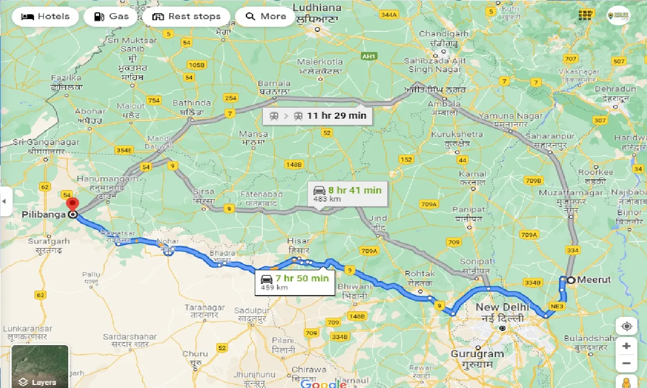 meerut-to-pilibanga-one-way