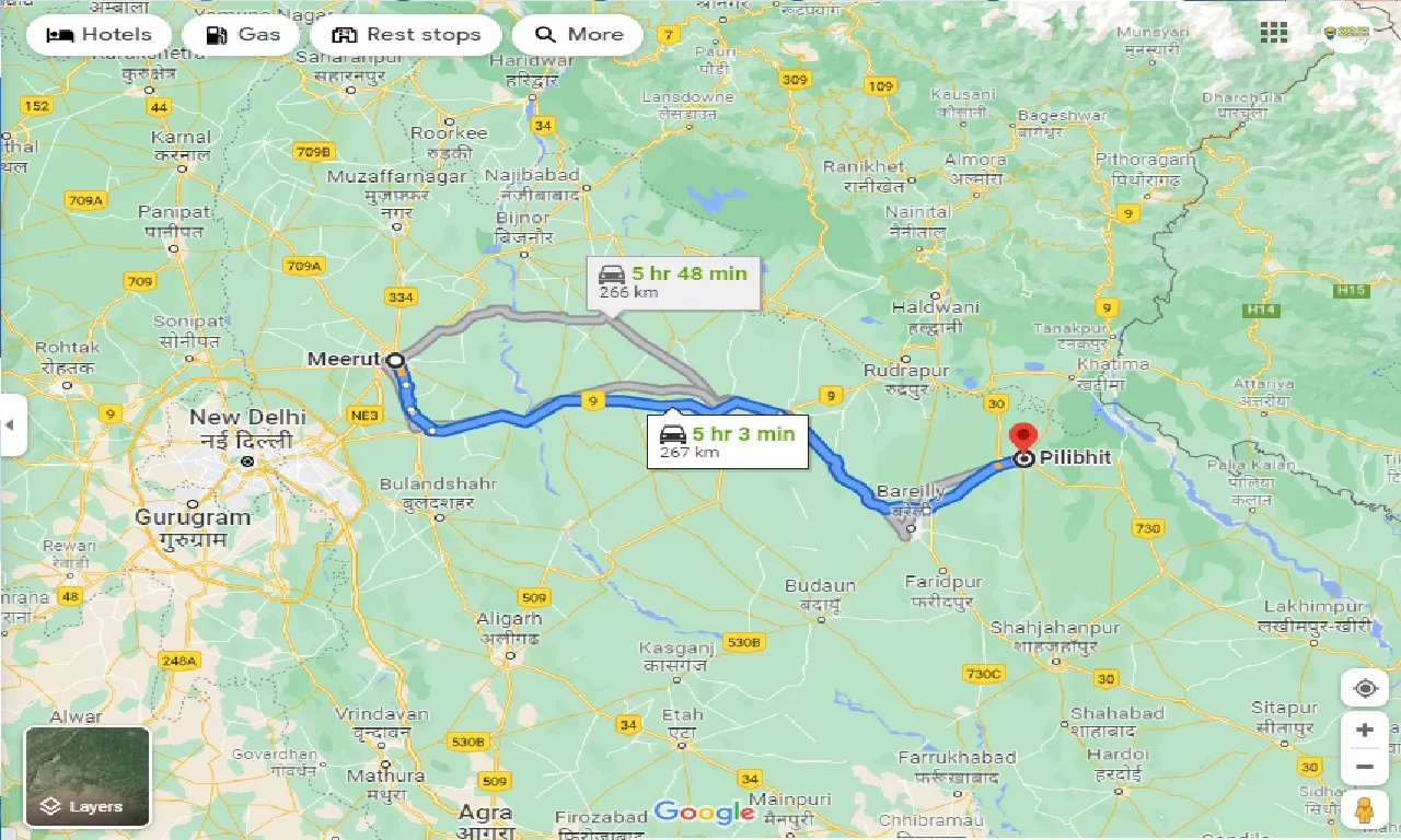 meerut-to-pilibhit-one-way
