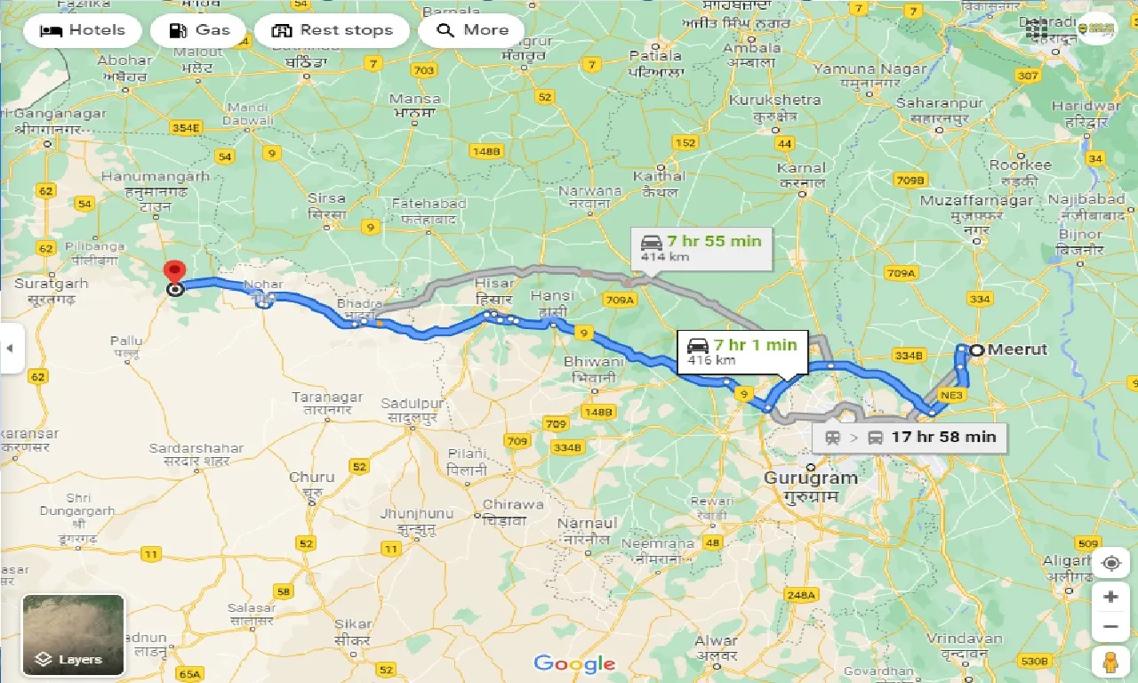 meerut-to-rawatsar-one-way