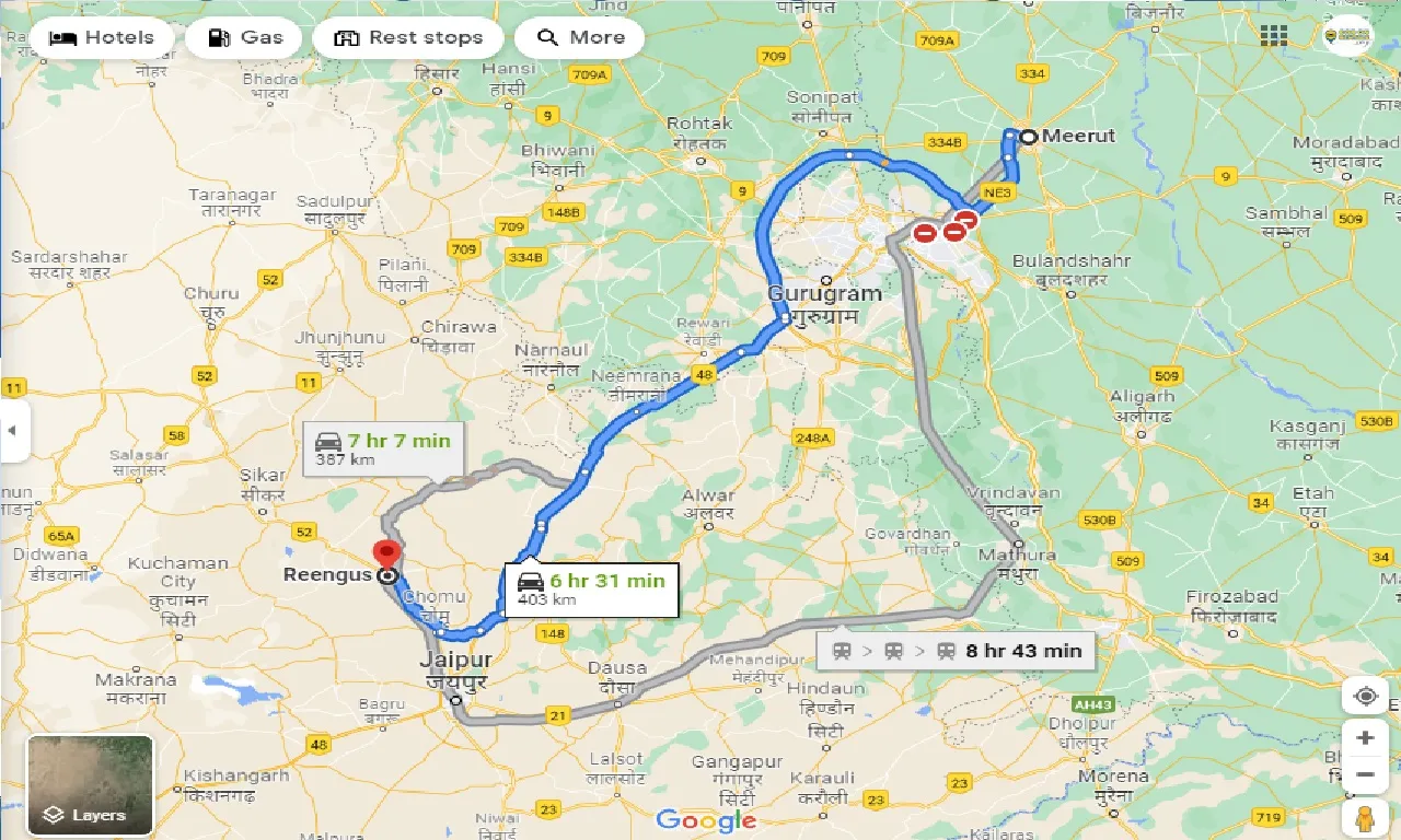meerut-to-reengus-one-way