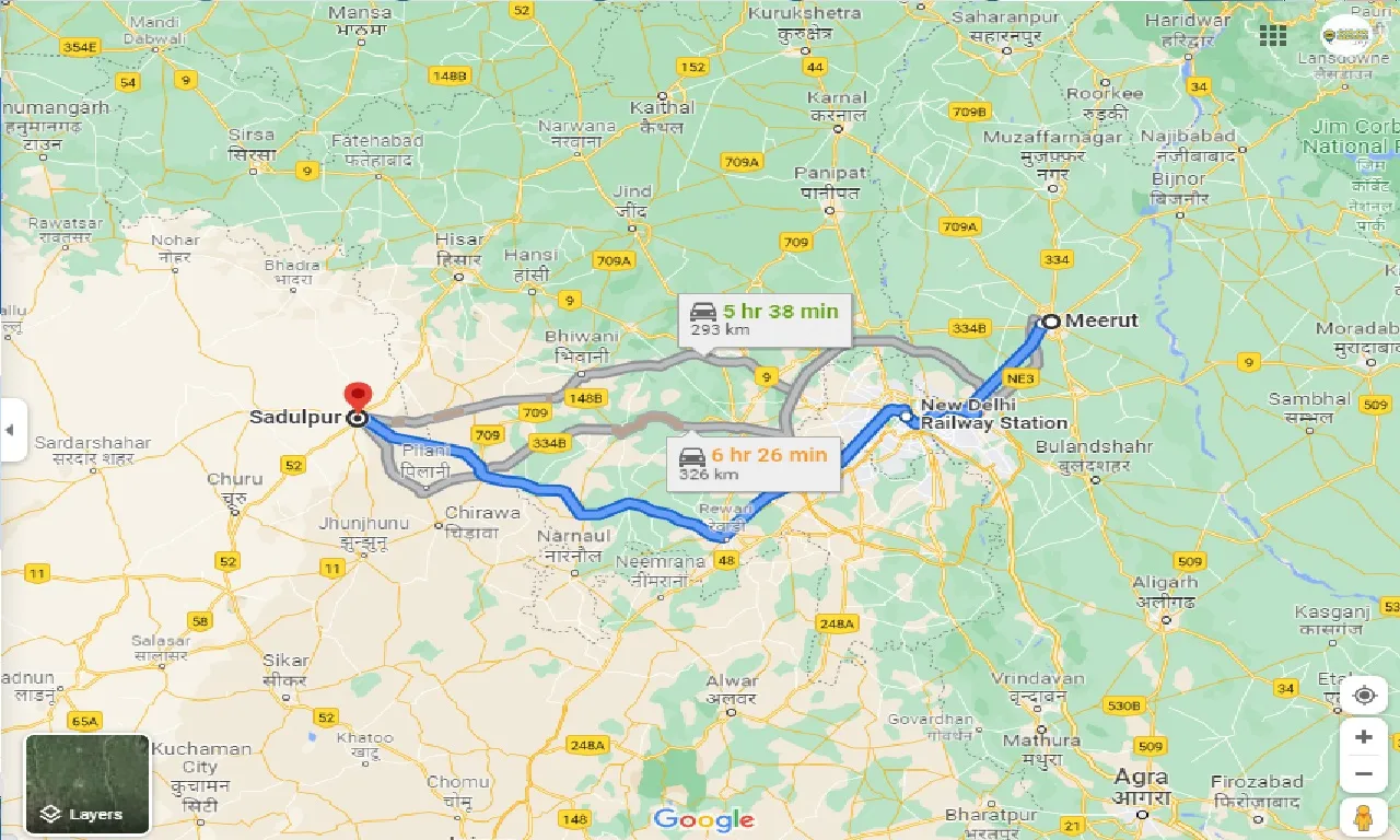 meerut-to-sadulpur-taxi
