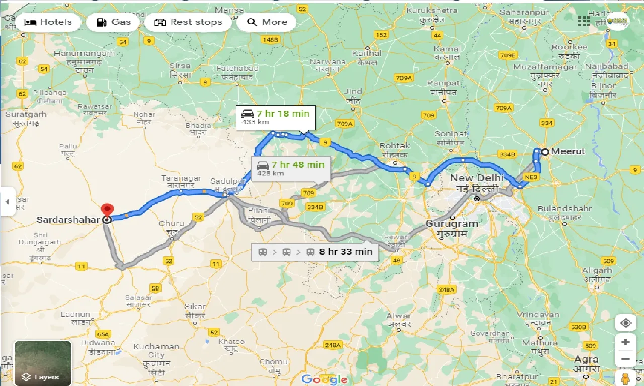 meerut-to-sardarshahar-taxi