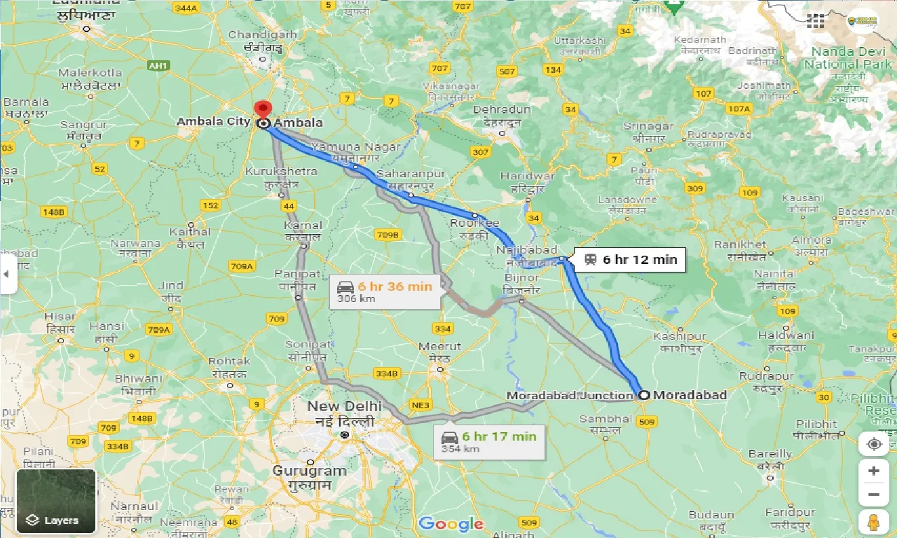 moradabad-to-ambala-taxi