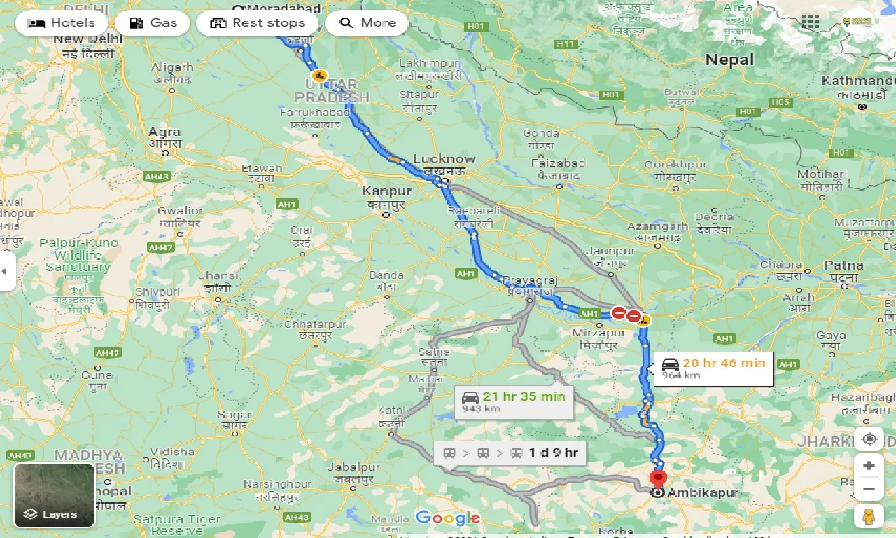 moradabad-to-ambikapur-taxi