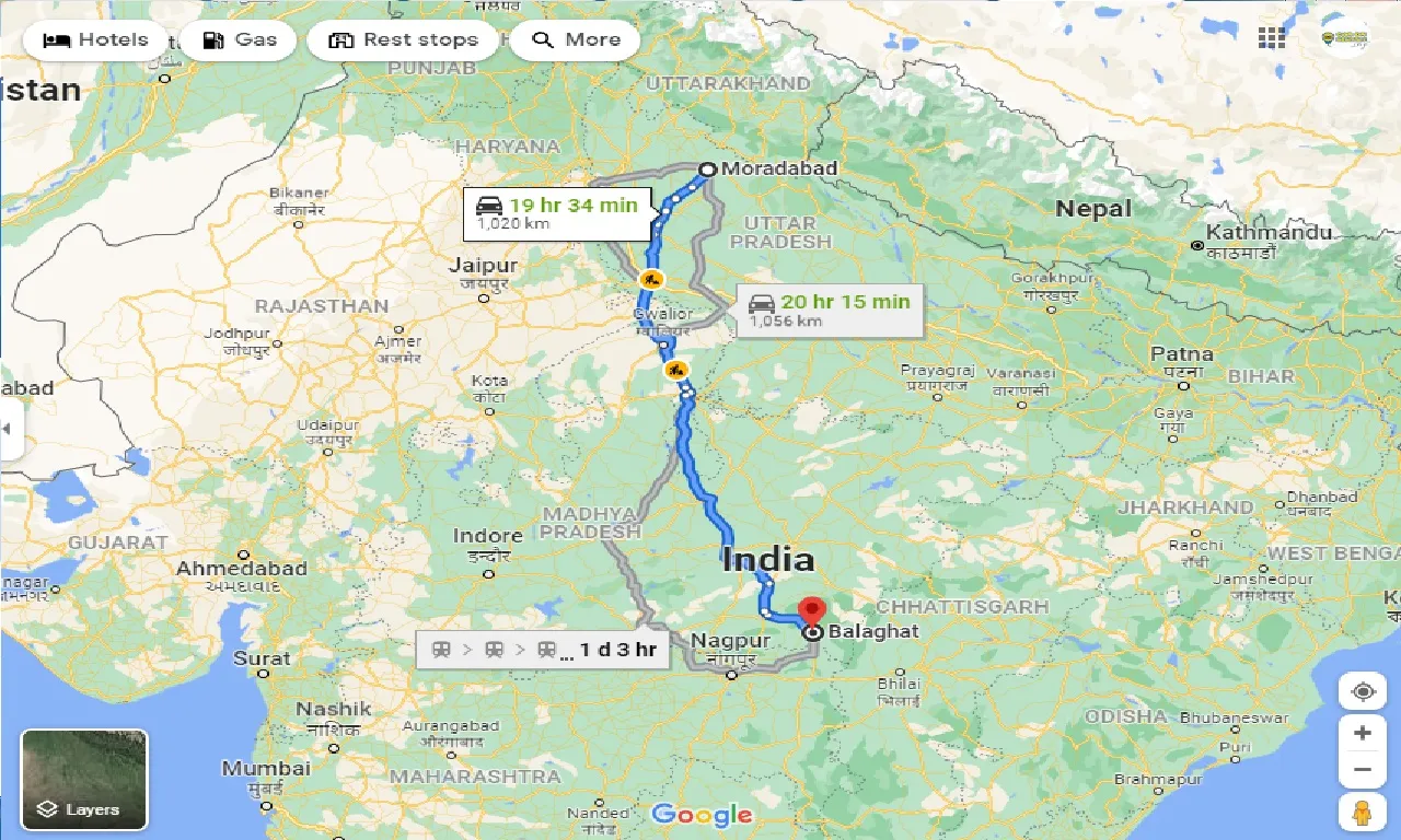 moradabad-to-balaghat-taxi