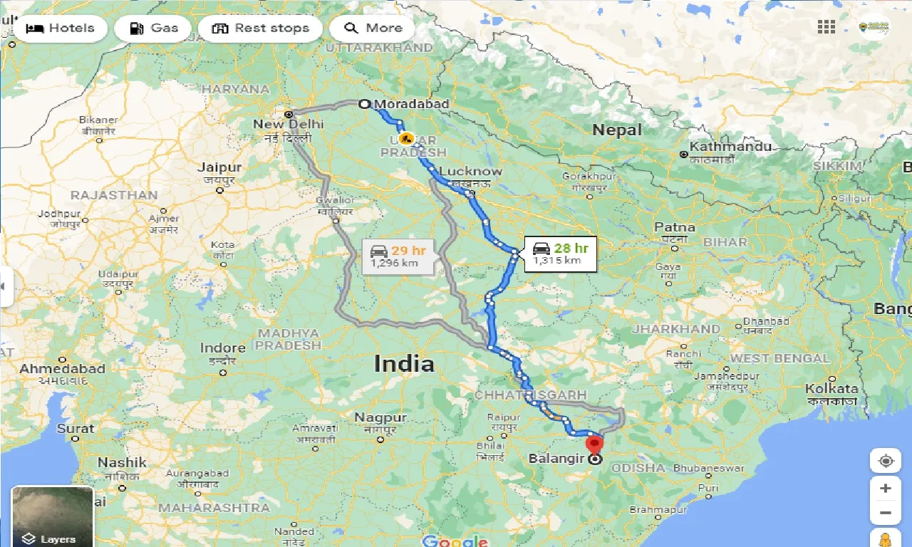 moradabad-to-balangir-taxi