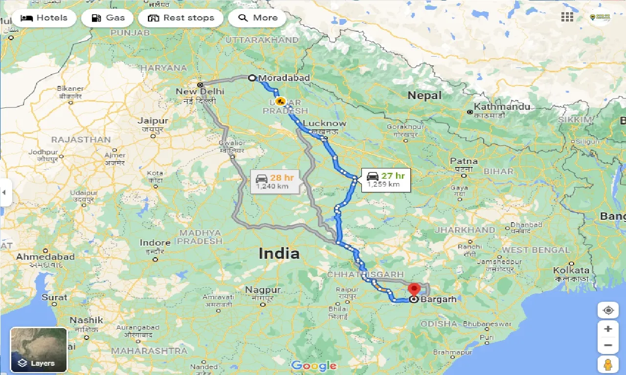 moradabad-to-bargarh-taxi