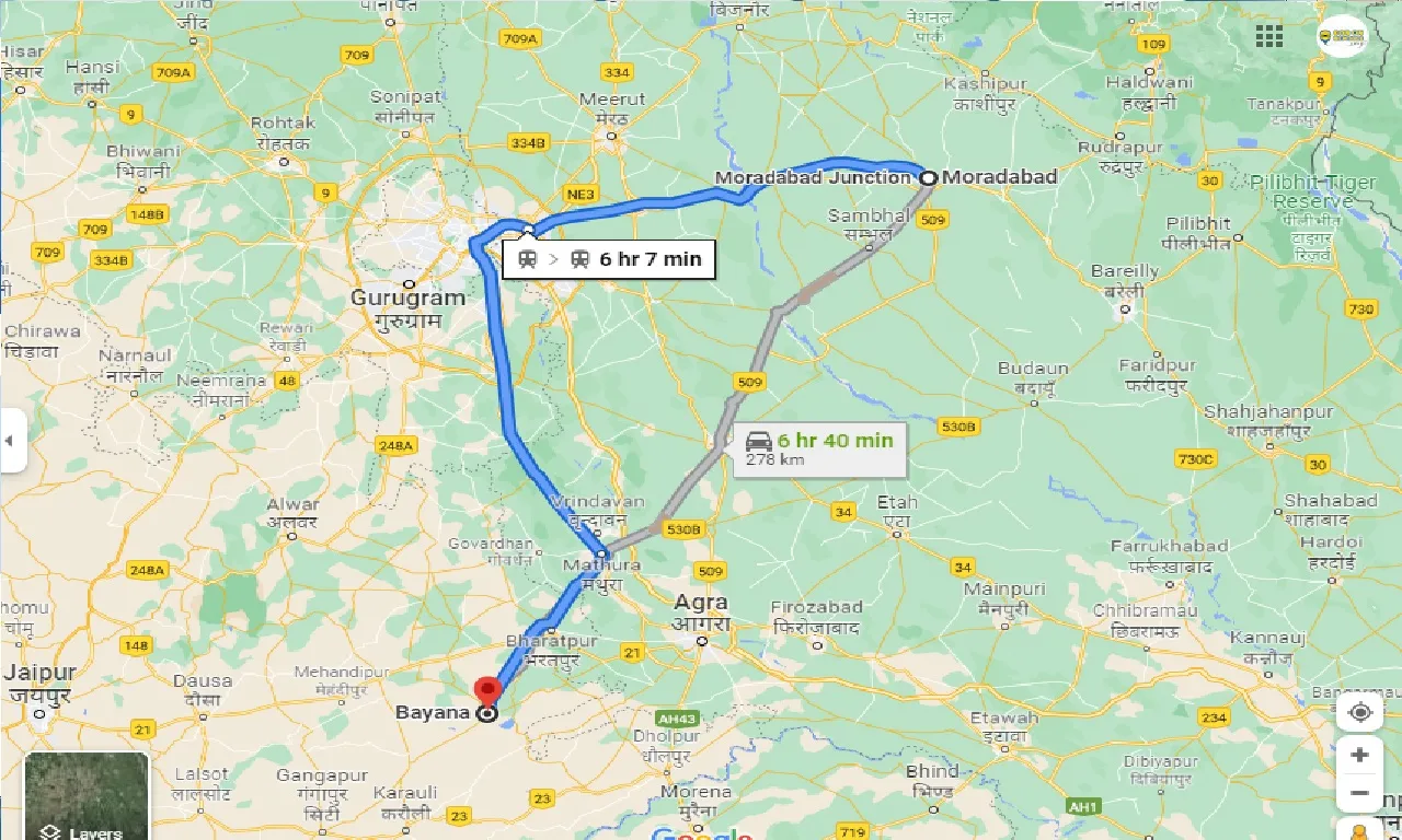 moradabad-to-bayana-taxi